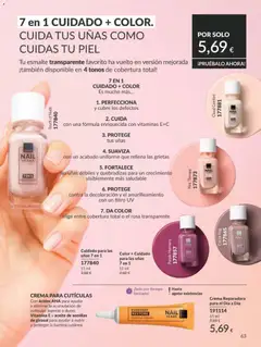 Vista previa CREMA PARA CUTÍCULAS, Con ácidos AHA para ayudar a eliminar la acumulación de cutículas ásperas y duras. Vitamina E y aceite de semillas de girasol para ayudar a nutrir y proteger la barrera cutánea. válido desde el 01.05.2026 | Página: 63 | Productos: Aceite, Crema