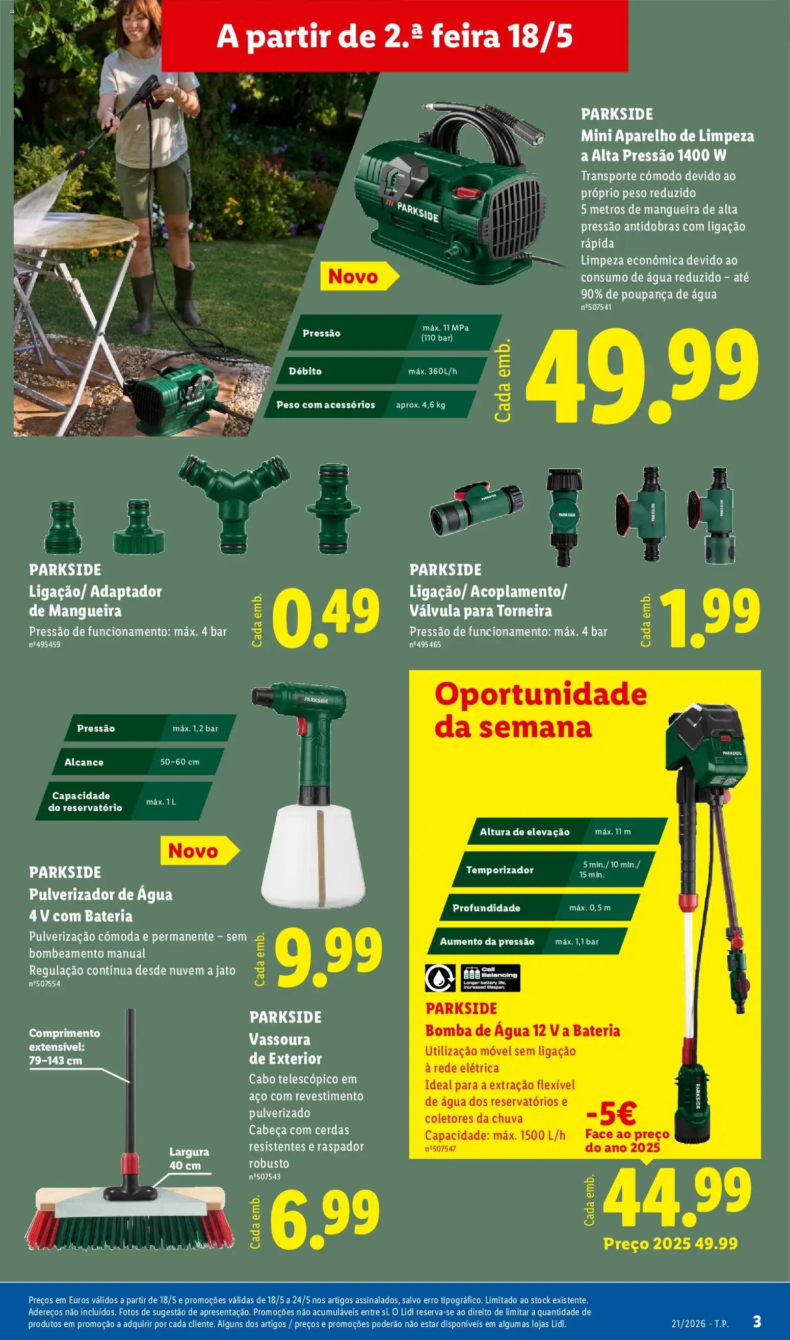 Lidl Novidades │ válido de 18.05.2026 | Página: 3 | Produtos: Cabo, Adaptador, Torneira, Mangueira