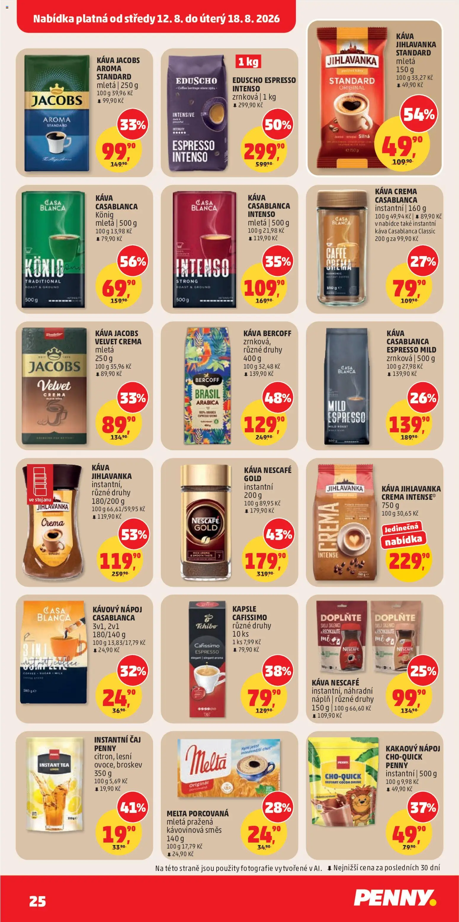 Penny Market leták od 12.08.2026 | Strana: 25 | Produkty: Nescafé Gold, Jihlavanka, Melta, Kakao