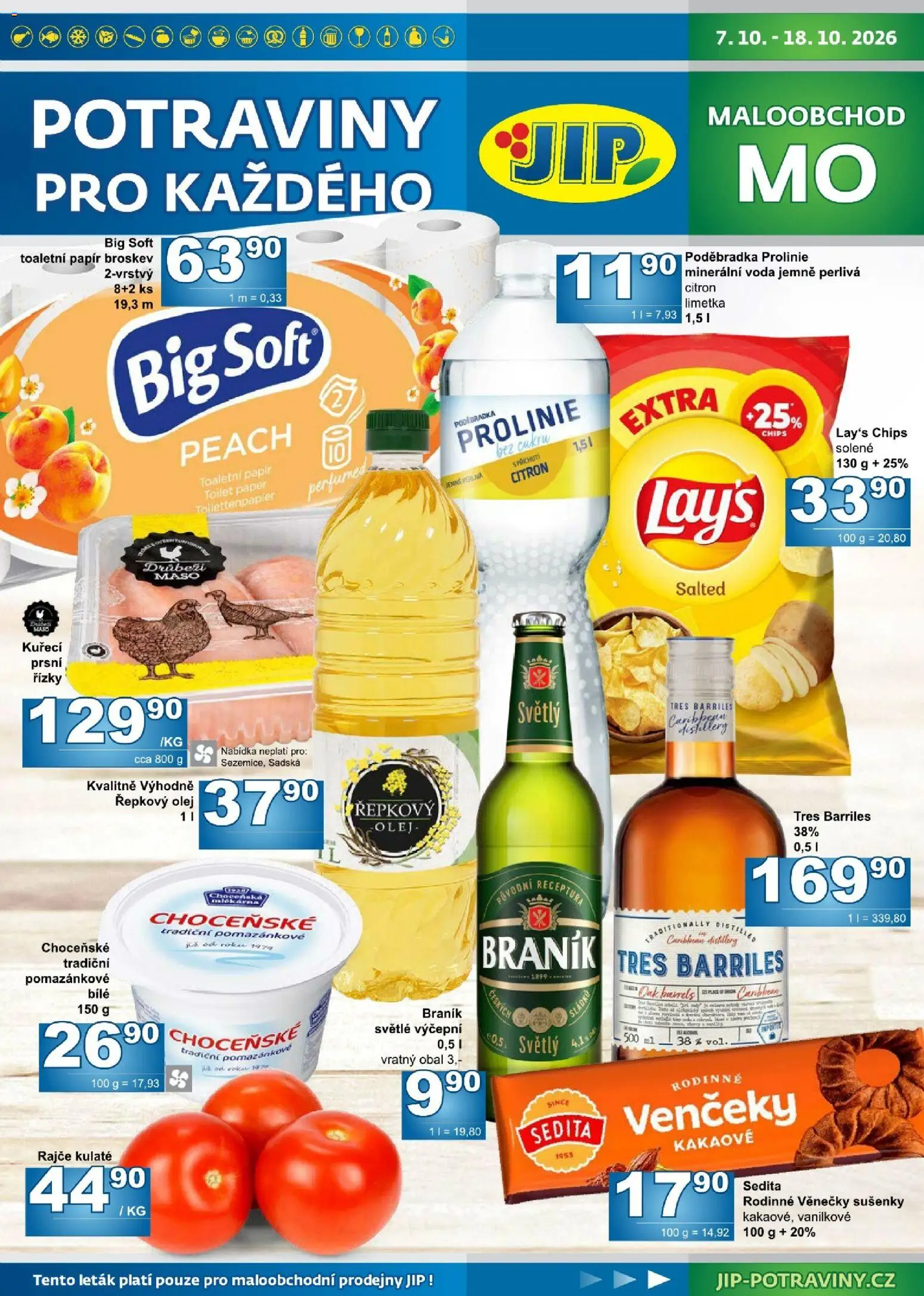 Jip leták od 07.10.2026 | Strana: 1 | Produkty: Poděbradka, Řepkový olej, Poděbradka ProLinie, Citron