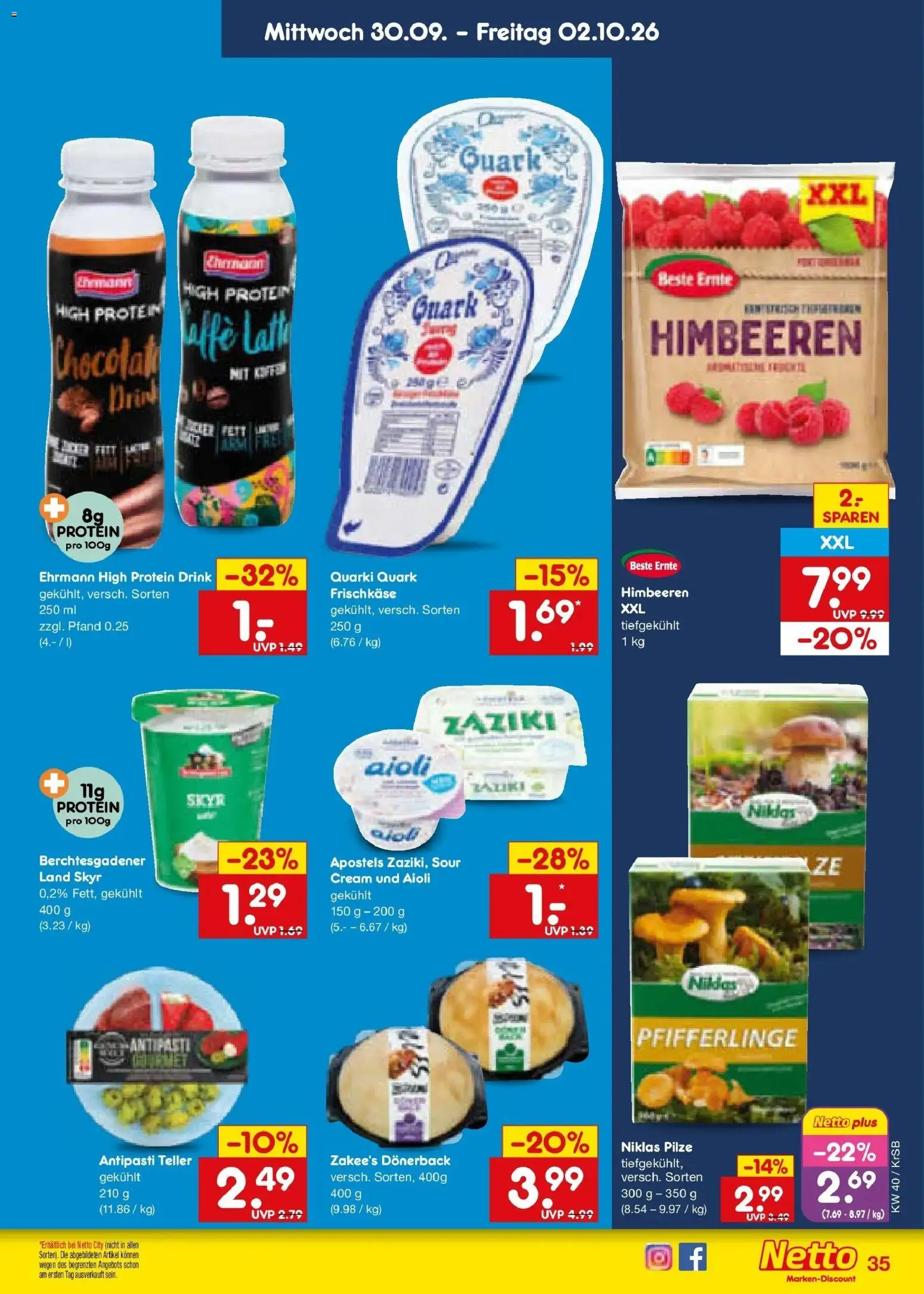 Netto Marken-Discount Prospekt Jüchen – gültig ab 28.09.2026 | Seite: 53 | Produkte: Himbeeren, Quark, Pfifferlinge, Frischkase
