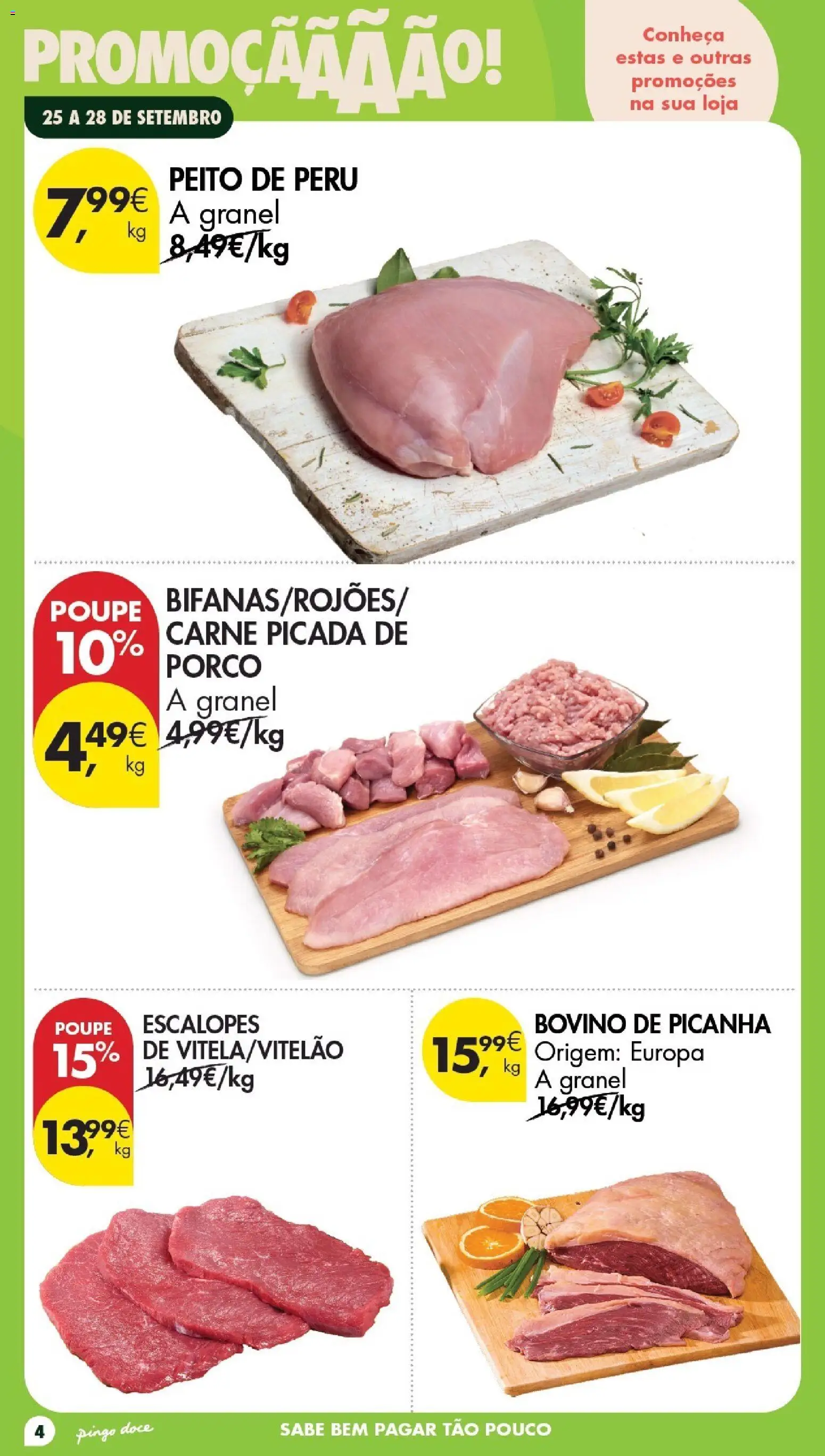 Pingo Doce Poupe este Fim de Semana │ válido de 25/09/2026 | Página: 4 | Produtos: Peito de peru, Peru, Carne picada, Carne