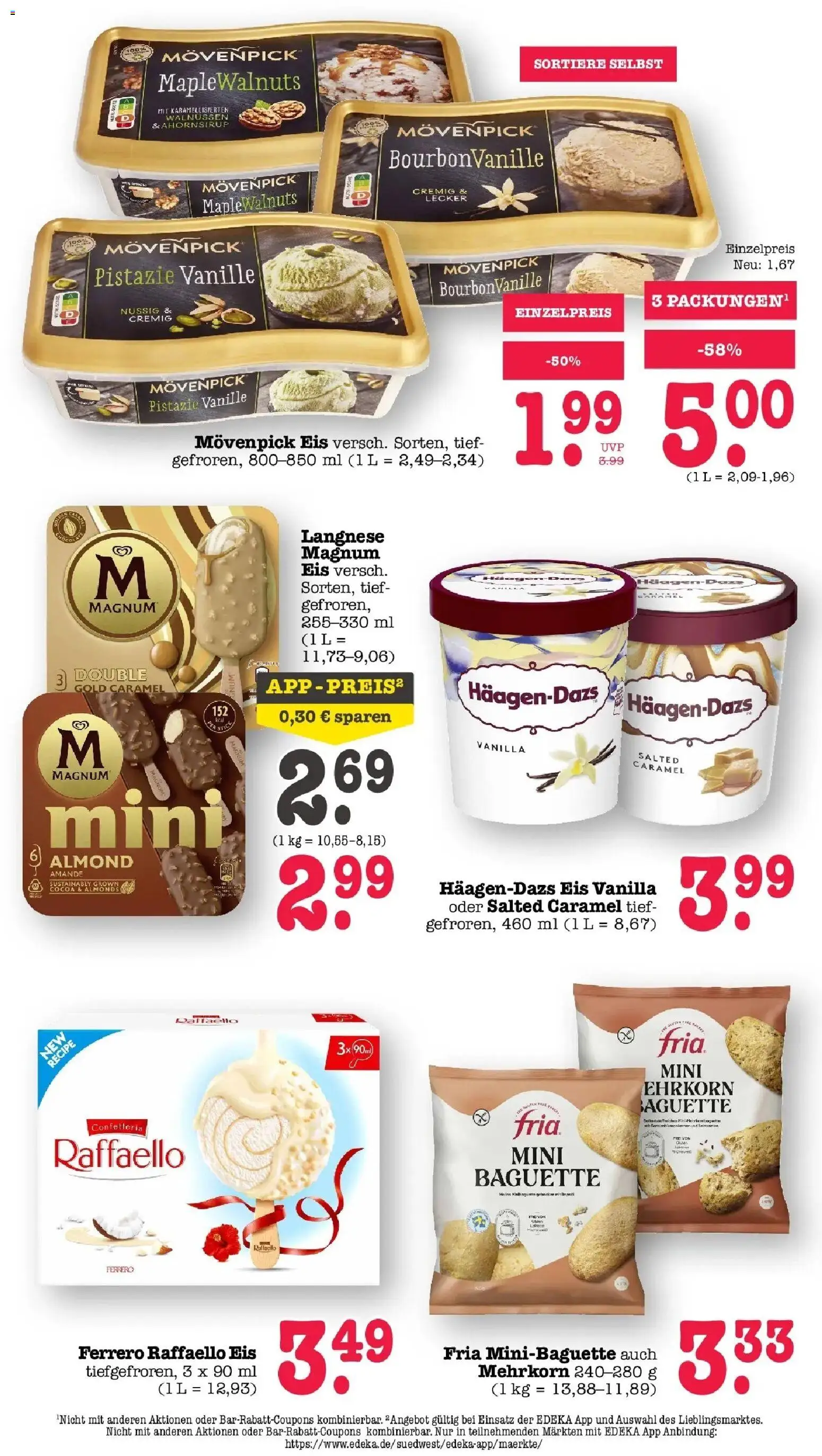 E center Prospekt Achern (ab 24.08.2026) zum Blättern | Seite: 26 | Produkte: Raffaello, Langnese, Baguette, Movenpick eis