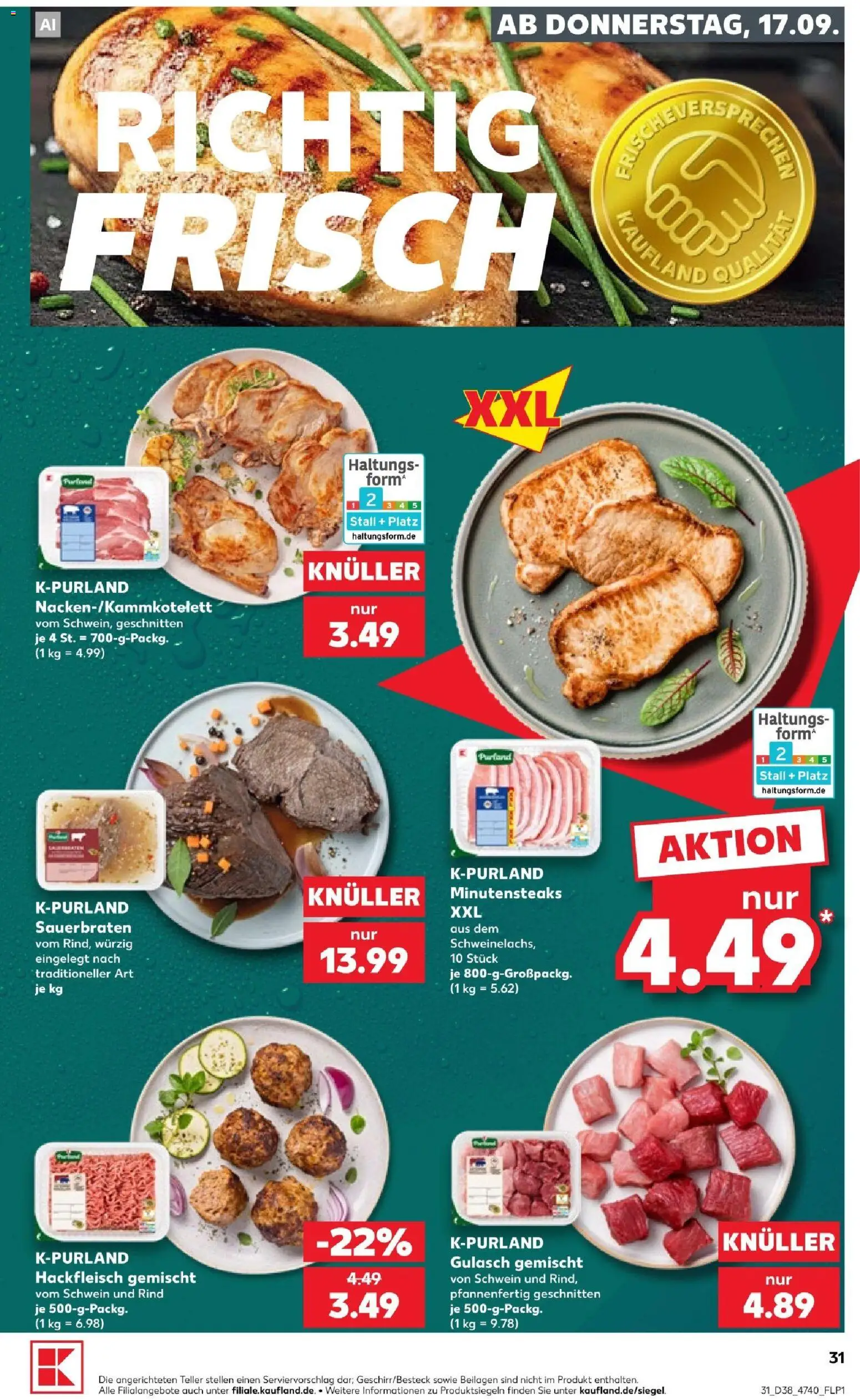 Kaufland Prospekt Hannover – gültig ab 17.09.2026 | Seite: 31 | Produkte: Beilagen, Gulasch, Hackfleisch