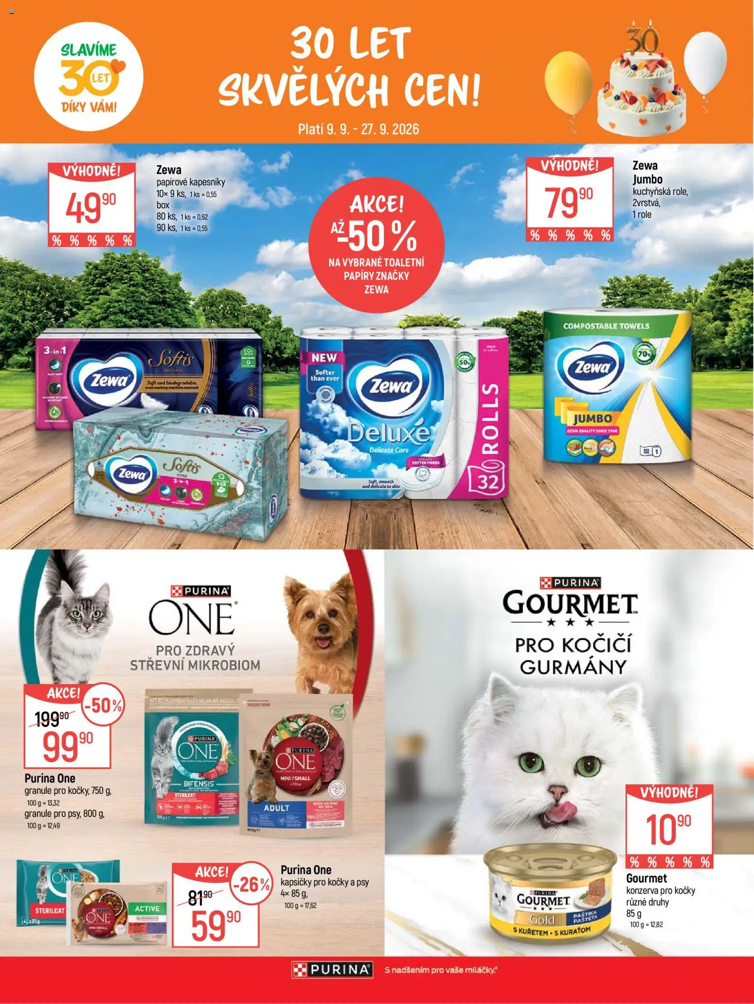 Globus leták - Pomáháme 30 let od 09.09.2026 | Strana: 24 | Produkty: Gourmet, Granule, Konzerva pro kočky, Paštika