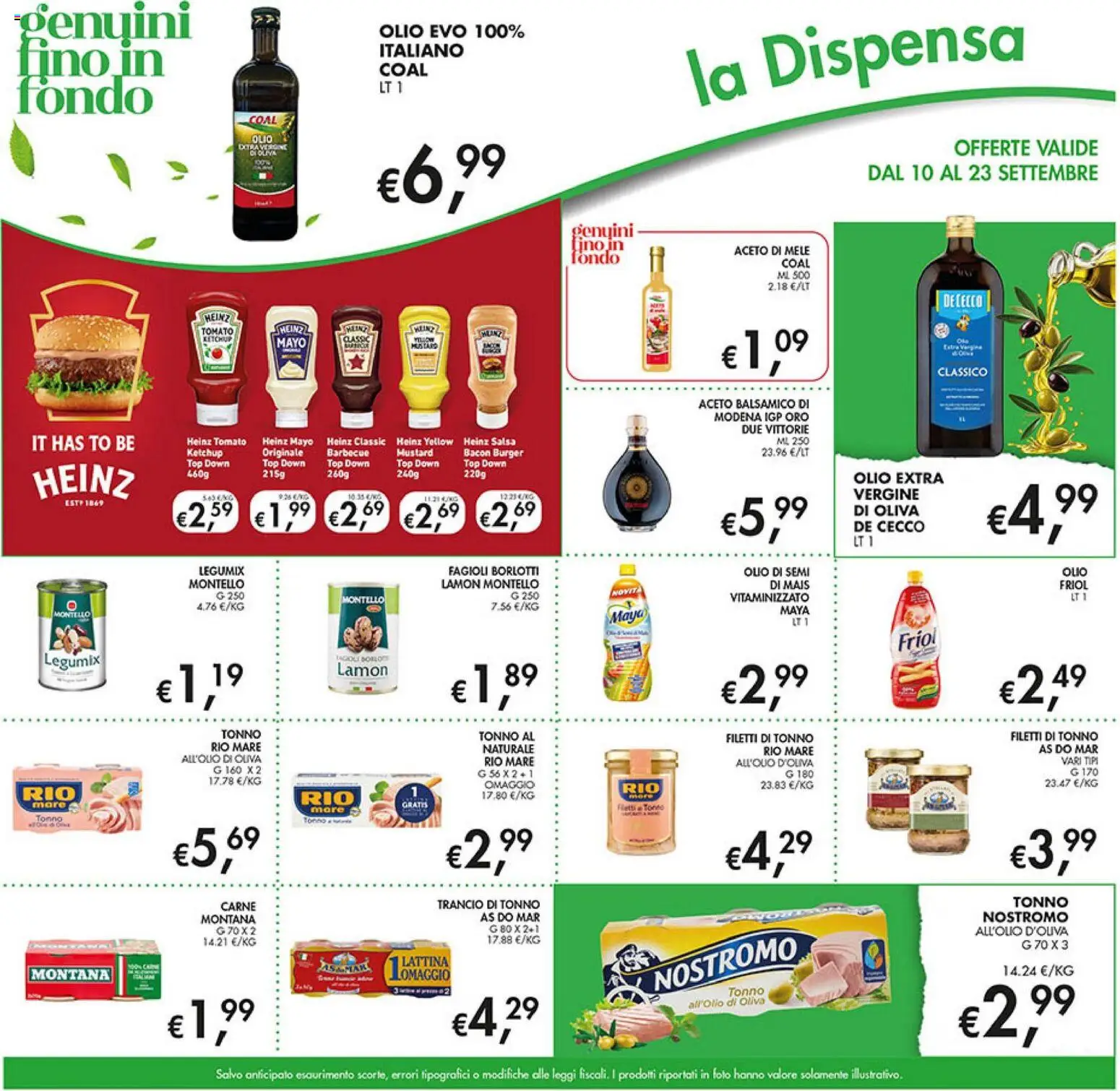 Volantino Coal del 10/09/2026 | Pagina: 23 | Prodotti: Olio di semi, Ketchup, Aceto di mele, Tonno