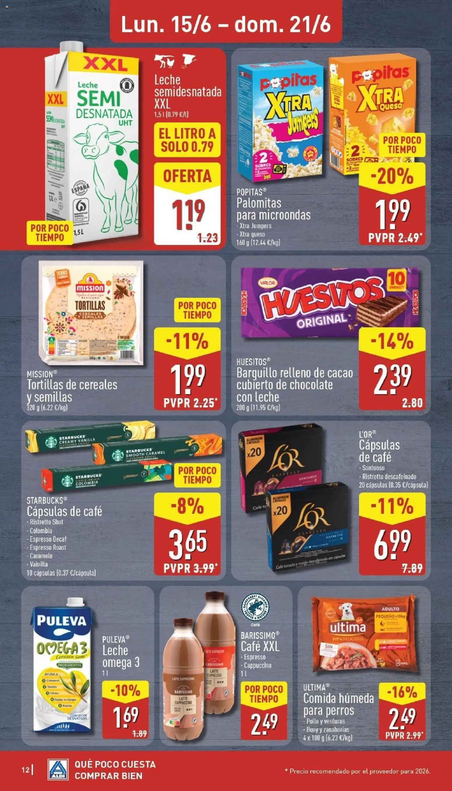 Aldi folleto Península │ válido desde el 15.06.2026 | Página: 12 | Productos: Δοχείο φοντί, Leche, Queso, Café