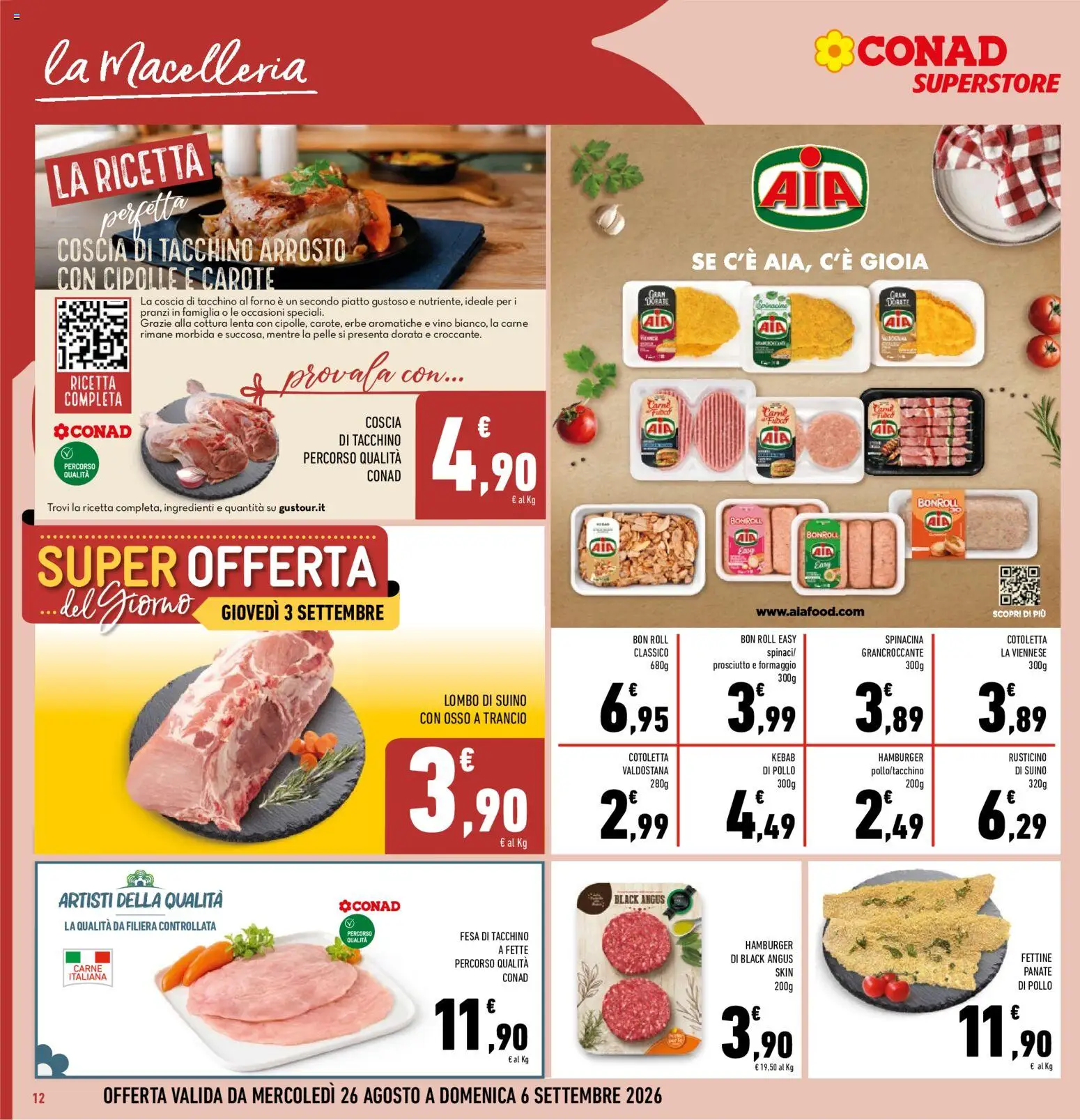 Volantino Conad del 26/08/2026 | Pagina: 12 | Prodotti: Pollo, Suino, Ingredienti, Forno