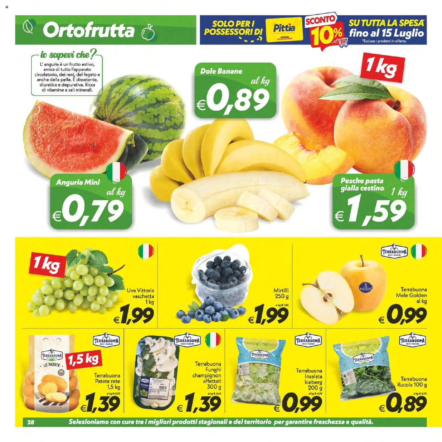 Volantino SuperConveniente del 25/06/2026 | Pagina: 28 | Prodotti: Patate, Funghi, Anguria, Uva