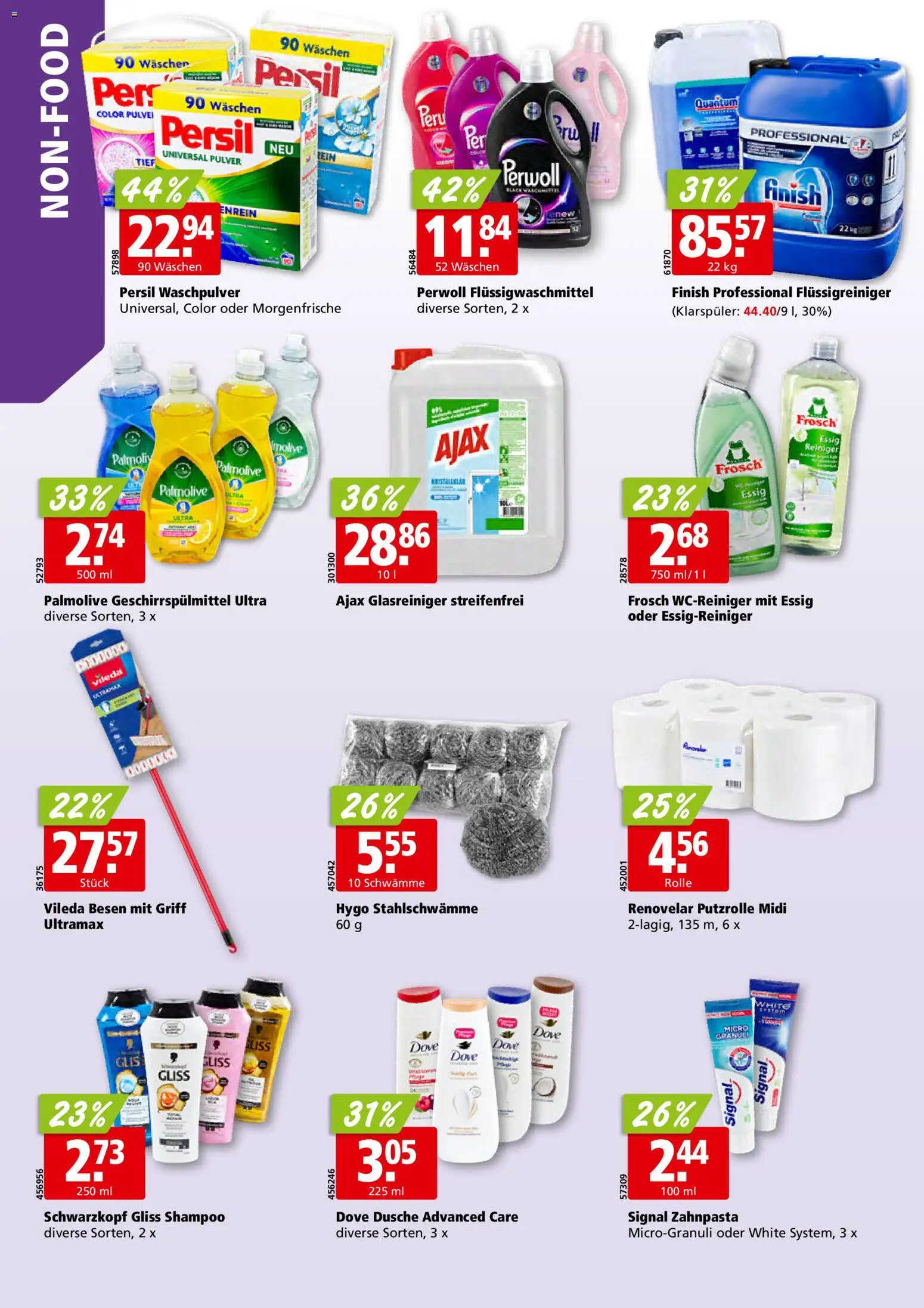 Aligro aktionen Schlieren, Gossau SG, Frauenfeld, Rapperswil-Jona, Sargans, Bern – gültig ab 26.10.2026 | Seite: 34 | Produkte: Essig, Pulver, Shampoo, Zahnpasta