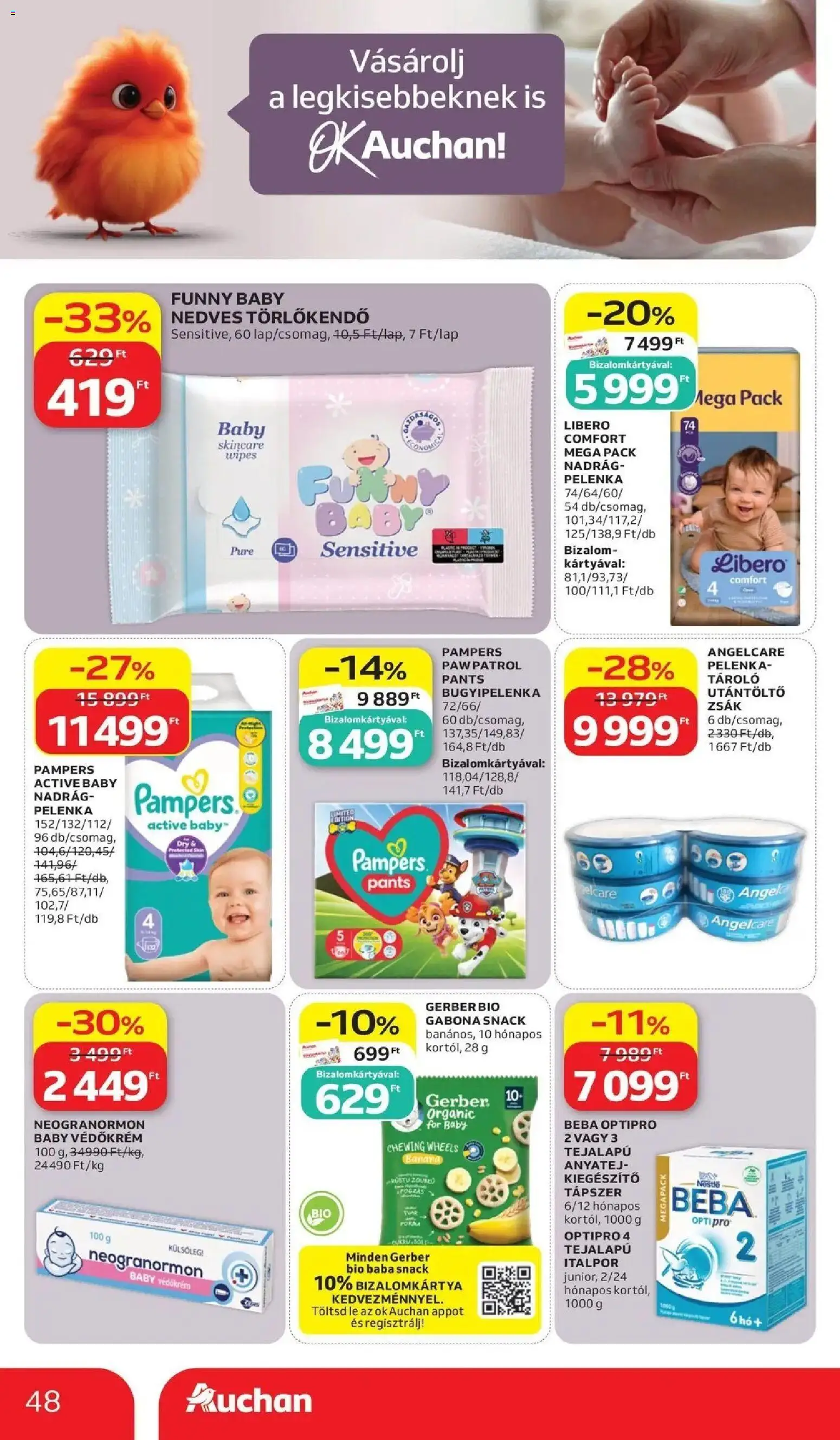 Auchan akciós ujság - amely érvényes a következő dátumtól: 2026.07.02. | Oldal: 48 | Termékek: Pampers, Törlőkendő, Nedves törlőkendő, Italpor