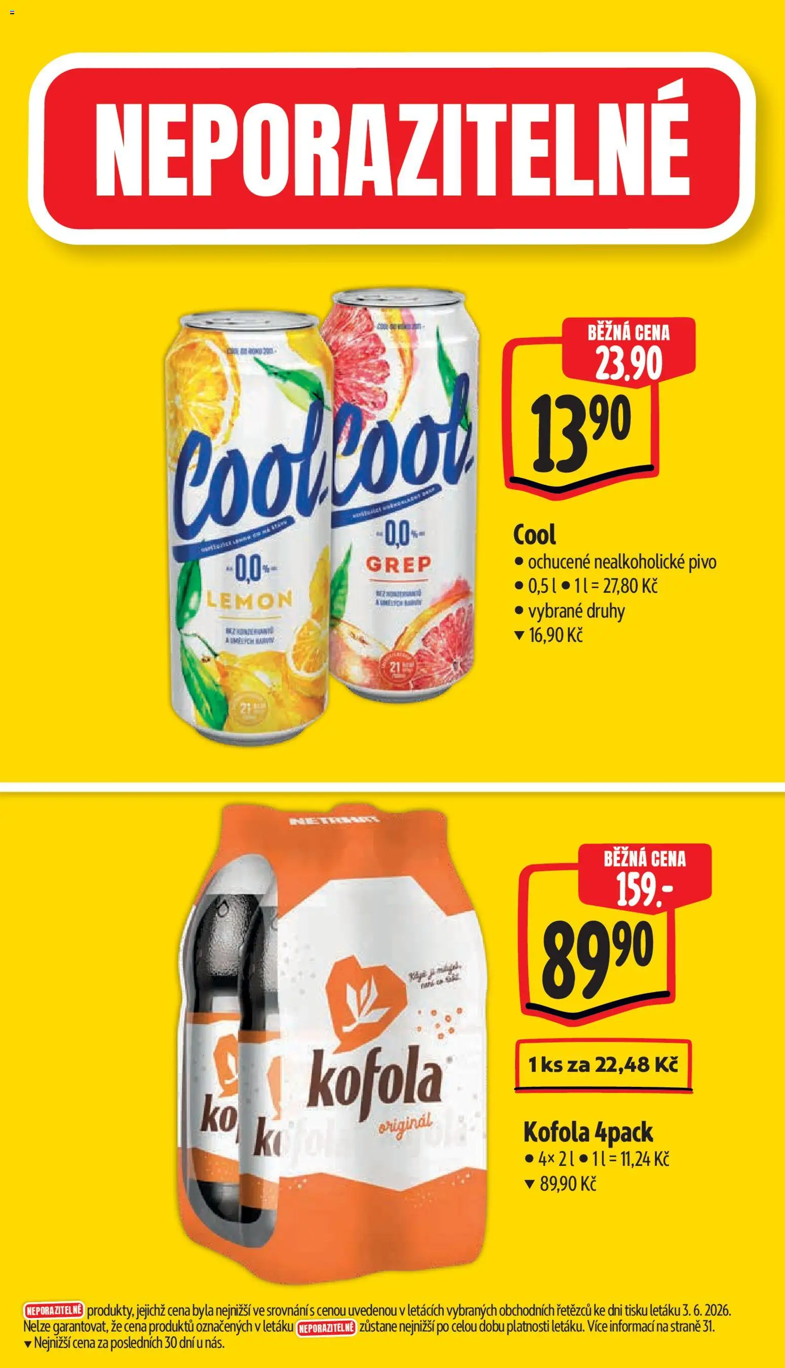 Albert leták - Hypermarket od 10.06.2026 | Strana: 4 | Produkty: Pivo, Grep, Nealkoholické pivo, Kofola