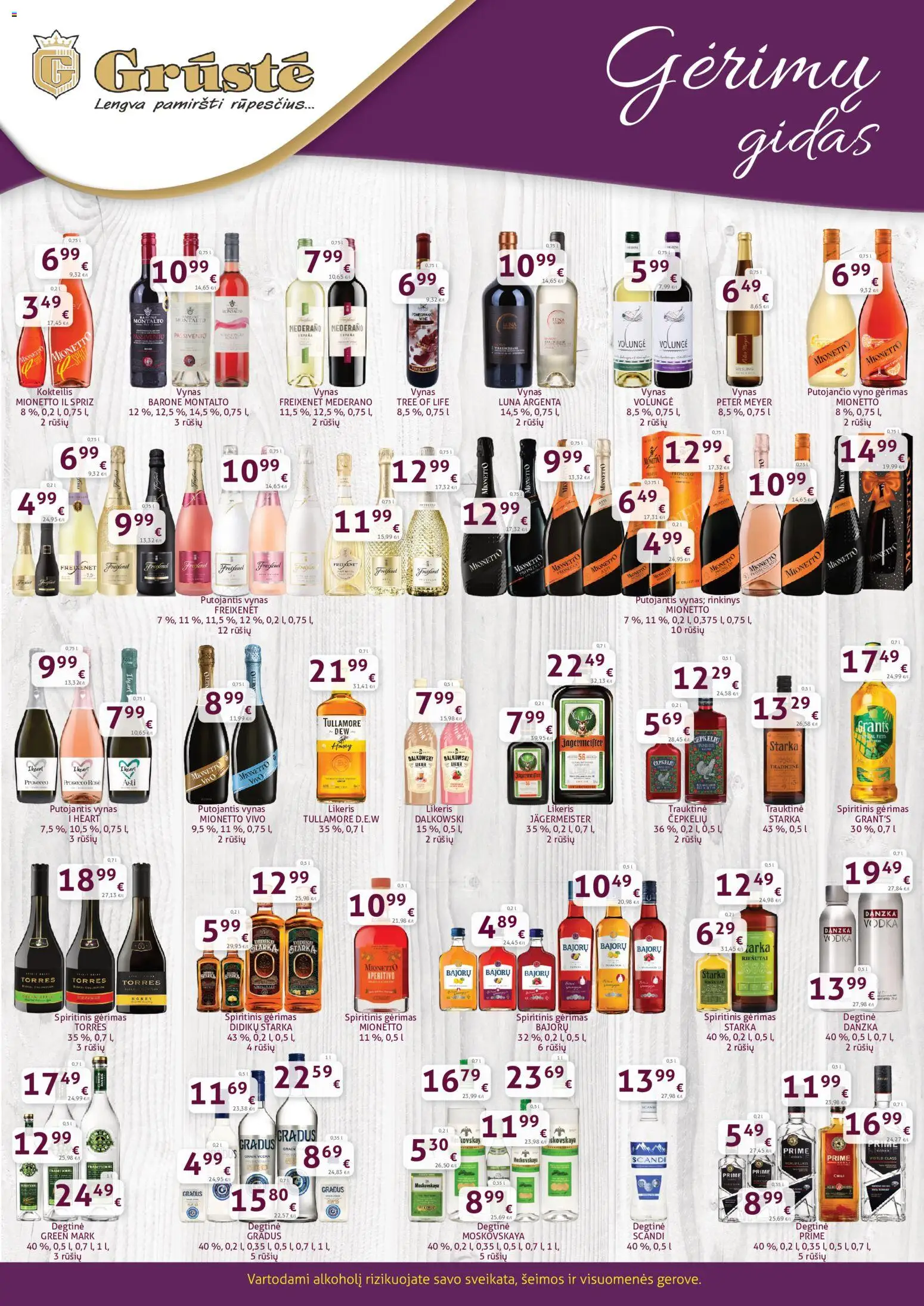 GRUSTE akcijos nuo 11.05.2026 | Puslapis: 1 | Prekių: Degtinė, Vynas
