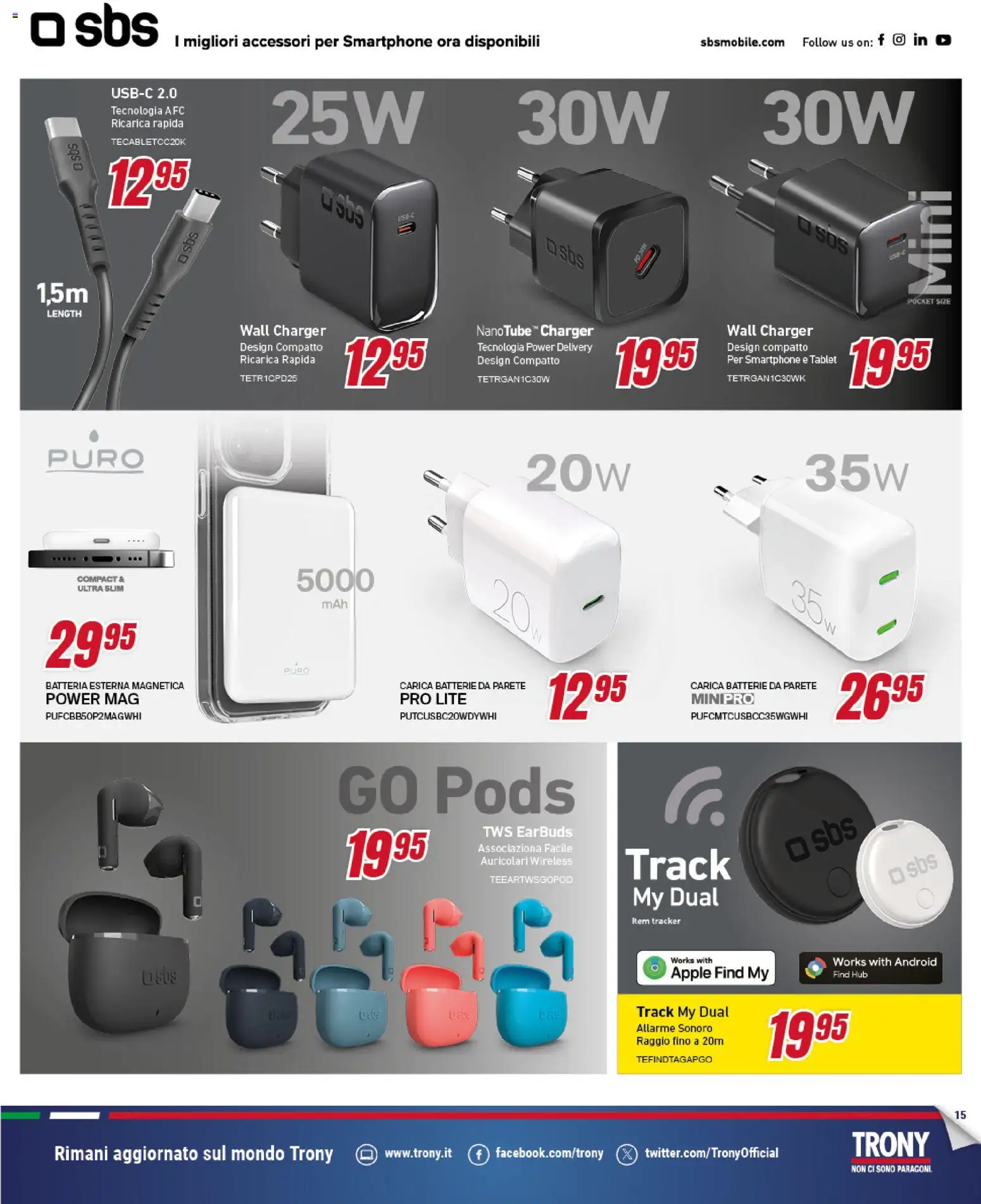 Volantino Trony del 21.05.2026 | Pagina: 15 | Prodotti: Auricolari, Smartphone, Tablet, Batteria