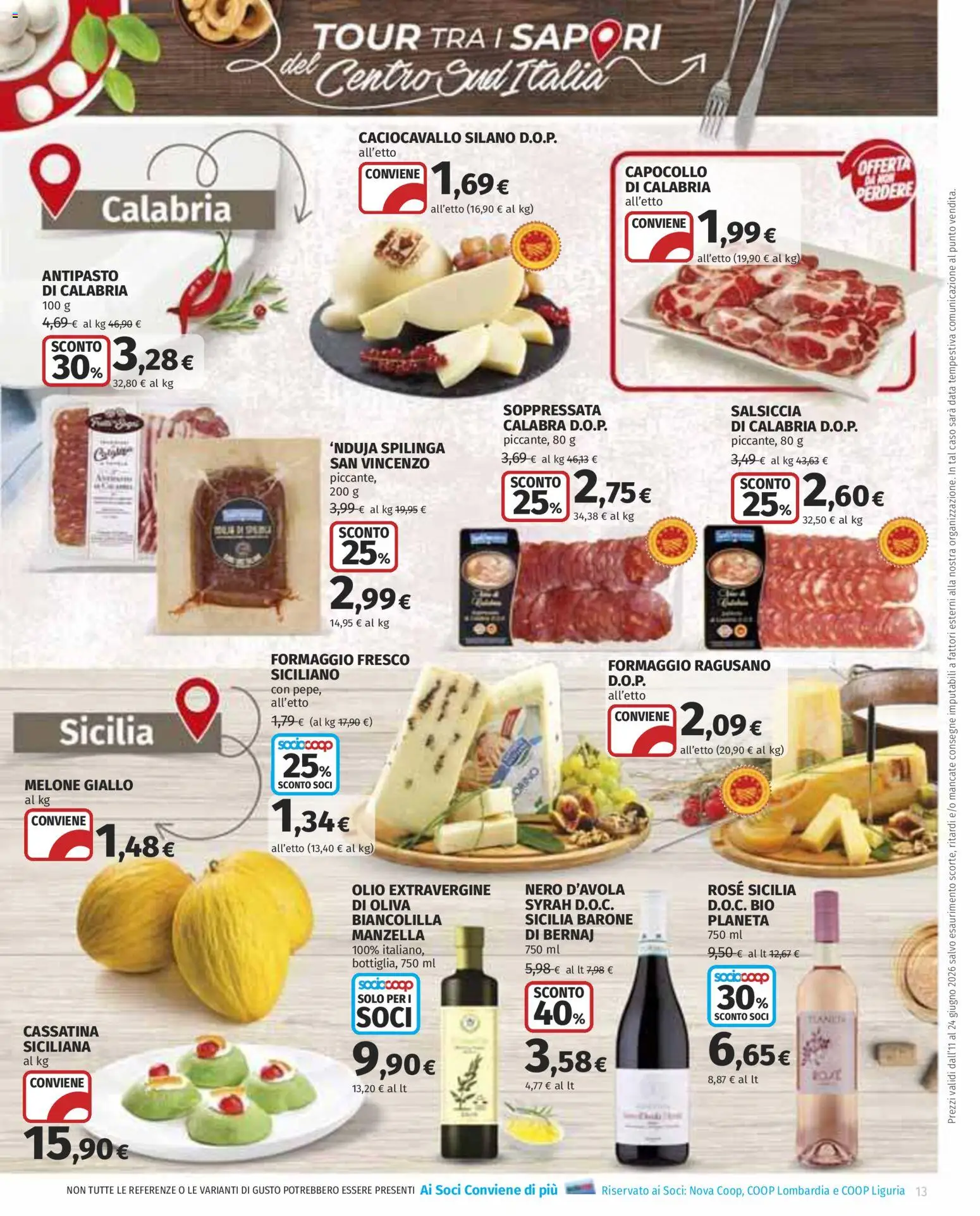 Volantino COOP del 11.06.2026 | Pagina: 13 | Prodotti: Formaggio, Olio, Salsiccia, Melone