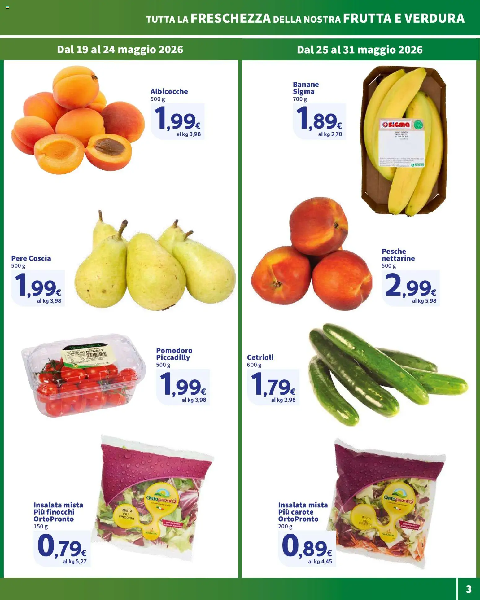 Volantino SIGMA del 19.05.2026 | Pagina: 3 | Prodotti: Banane, Frutta, Carote, Finocchi