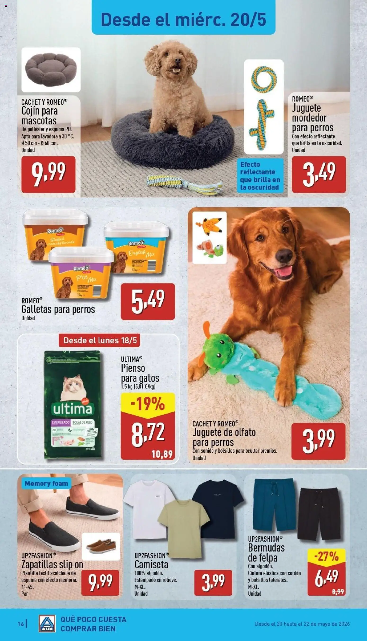 Aldi folleto Baleares │ válido desde el 18.05.2026 | Página: 16 | Productos: Bermudas, Zapatillas, Galletas, Cojín