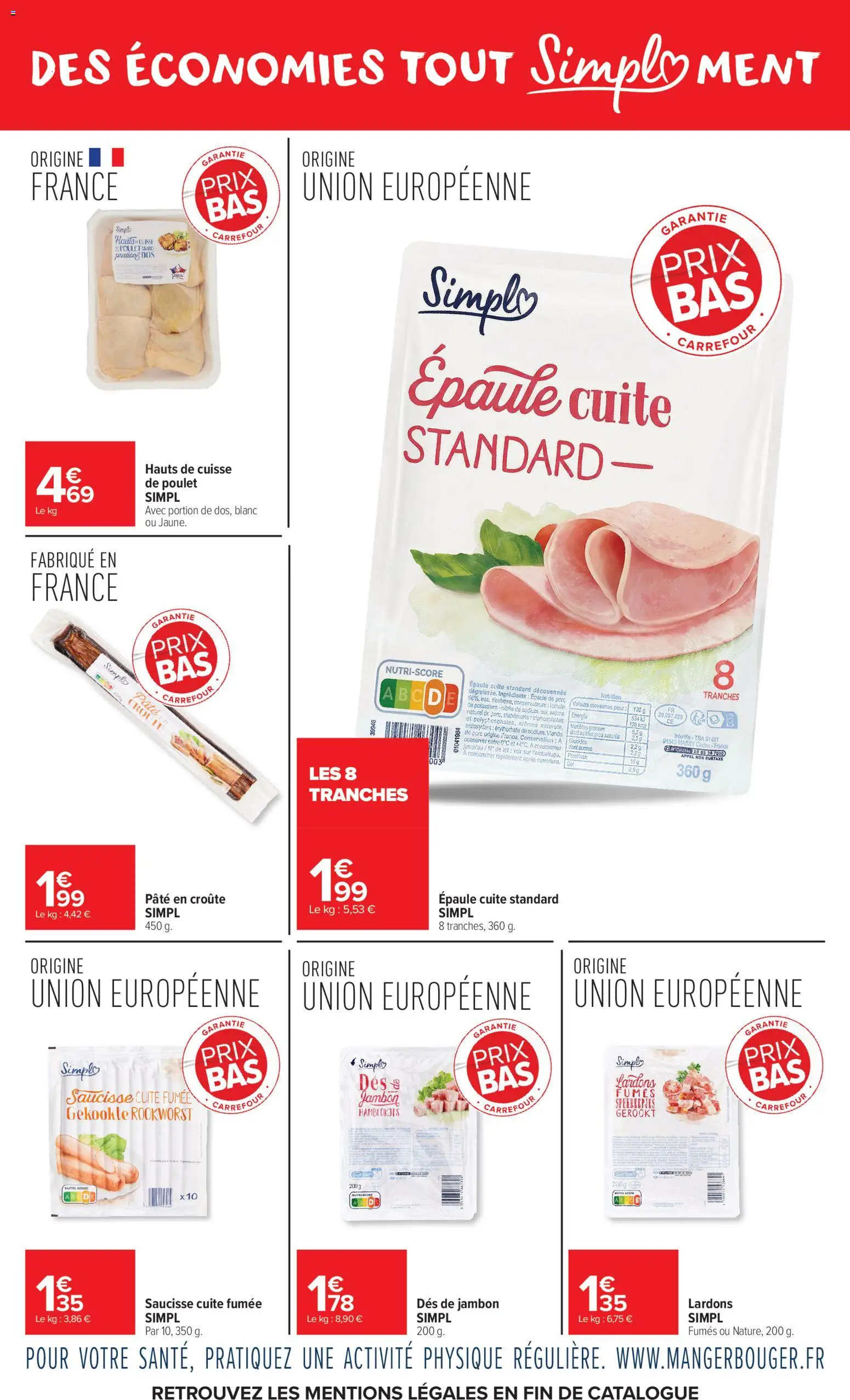 {H1} | Page: 4 | Produits: Épaule de porc, Saucisse, Cuisse de poulet, Porc