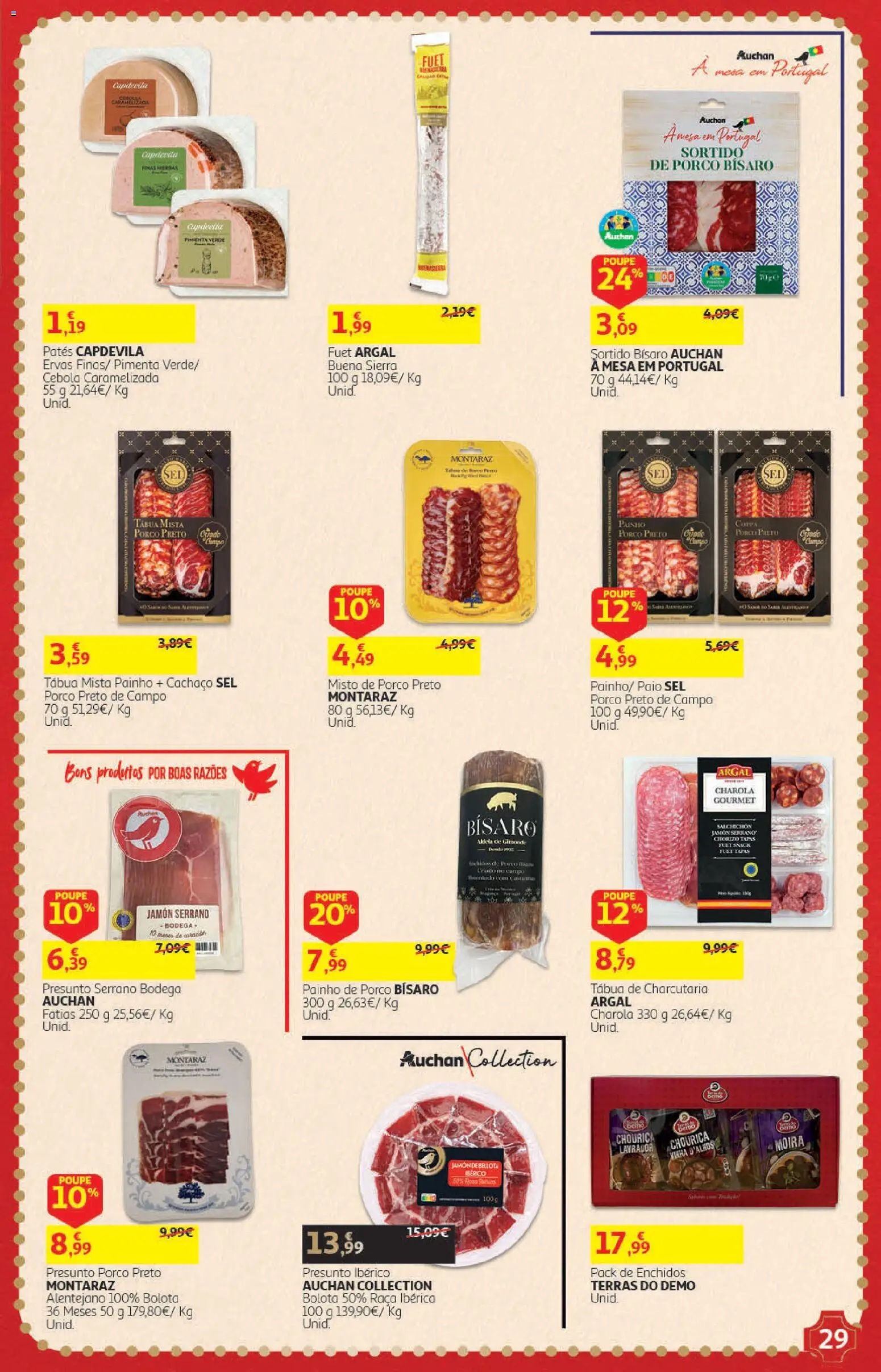 Auchan Presentes │ válido de 01/11/2026 | Página: 29 | Produtos: Presunto Serrano, Cebola, Mesa, Presunto