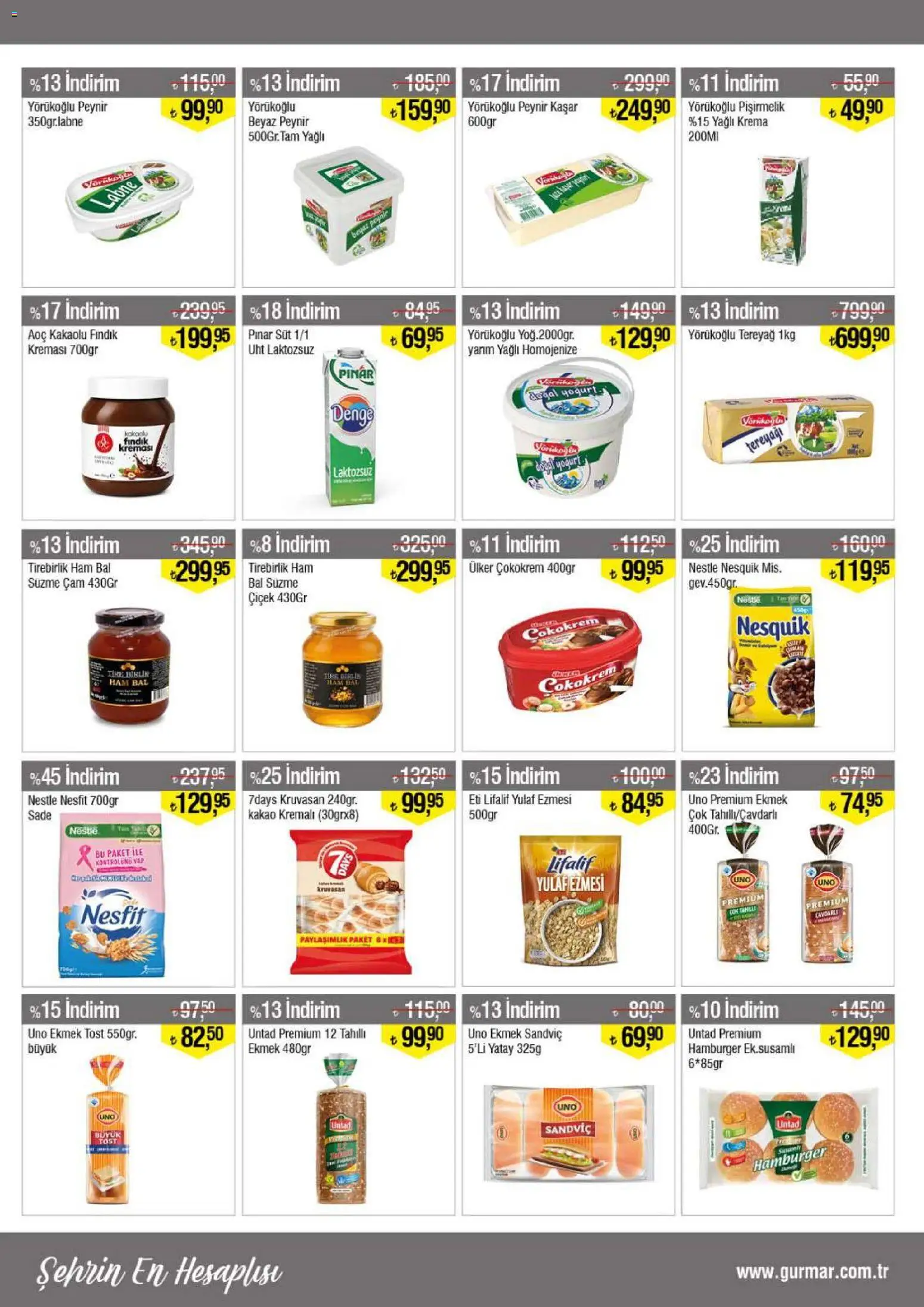 Gürmar Katalog - 01 Ekim 2026 tarihinden itibaren geçerlidir | Sayfa: 7 | Ürünler: Süt, Tereyağı, Ekmek, Krema