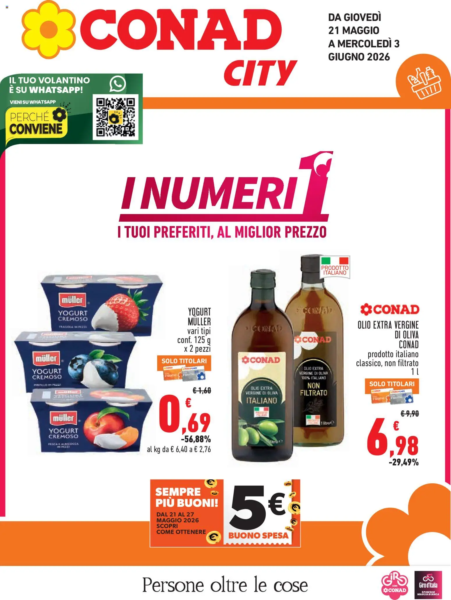 Volantino Conad del 21.05.2026 | Pagina: 1 | Prodotti: Yogurt, Olive, Pesca, Olio extra vergine