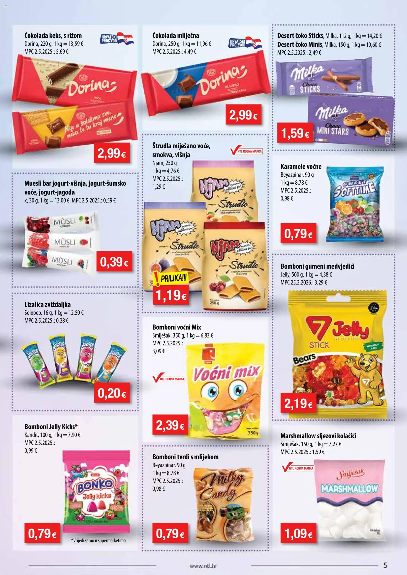 NTL katalog | vrijedi od 02.09.2026 | Stranica: 5 | Proizvodi: Bomboni, Musli, Kolačići, Milka