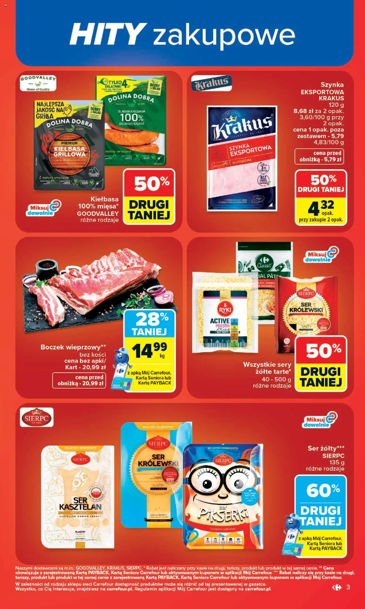 Carrefour gazetka od 13.07.2026 | Strona: 5 | Produkty: Kiełbasa, Ser żółty, Karta, Ser