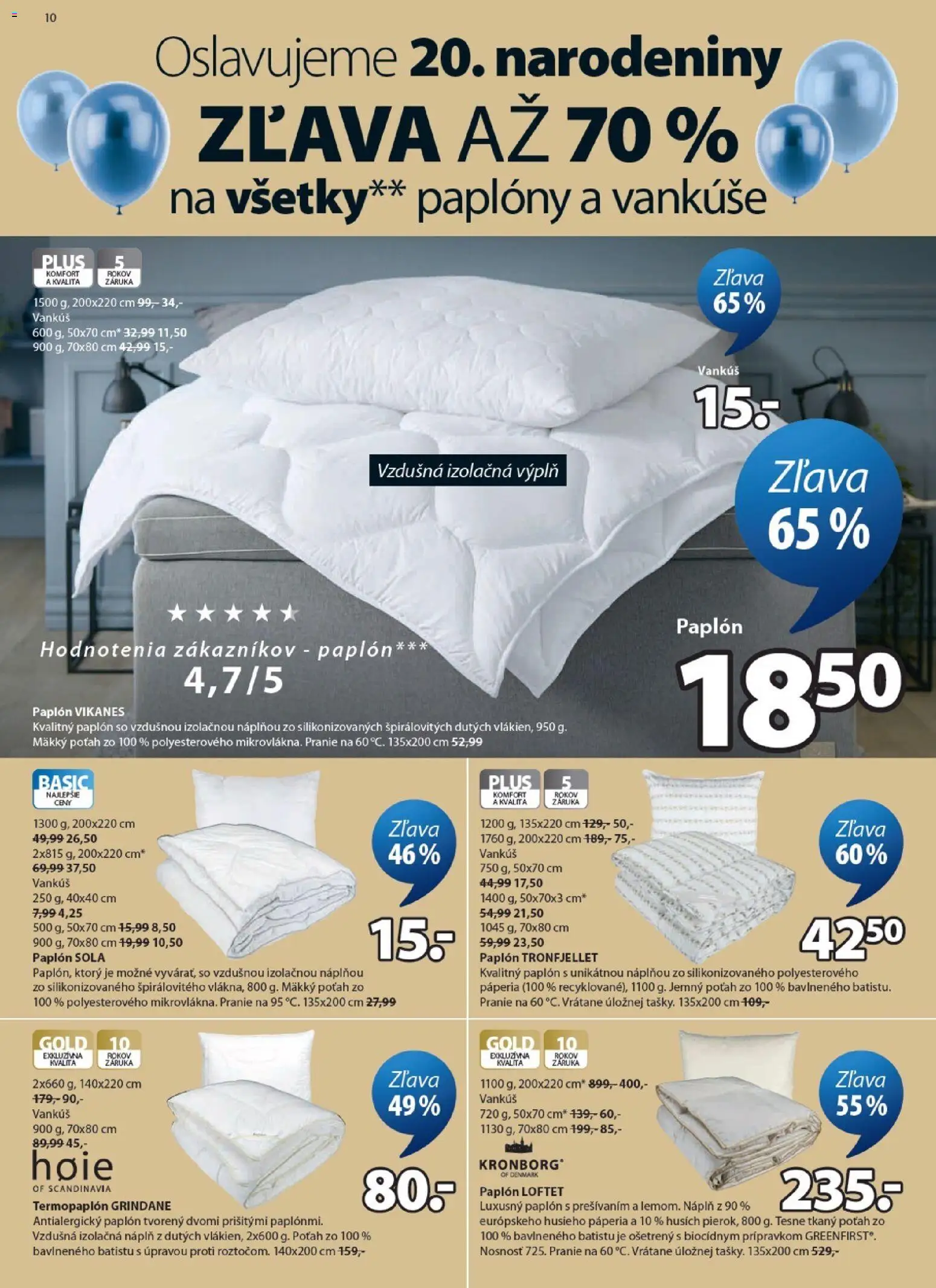 Nové JYSK akcie – leták je platný od 16.09.2026 | Strana: 10 | Produkty: Vankúš, Vankúše