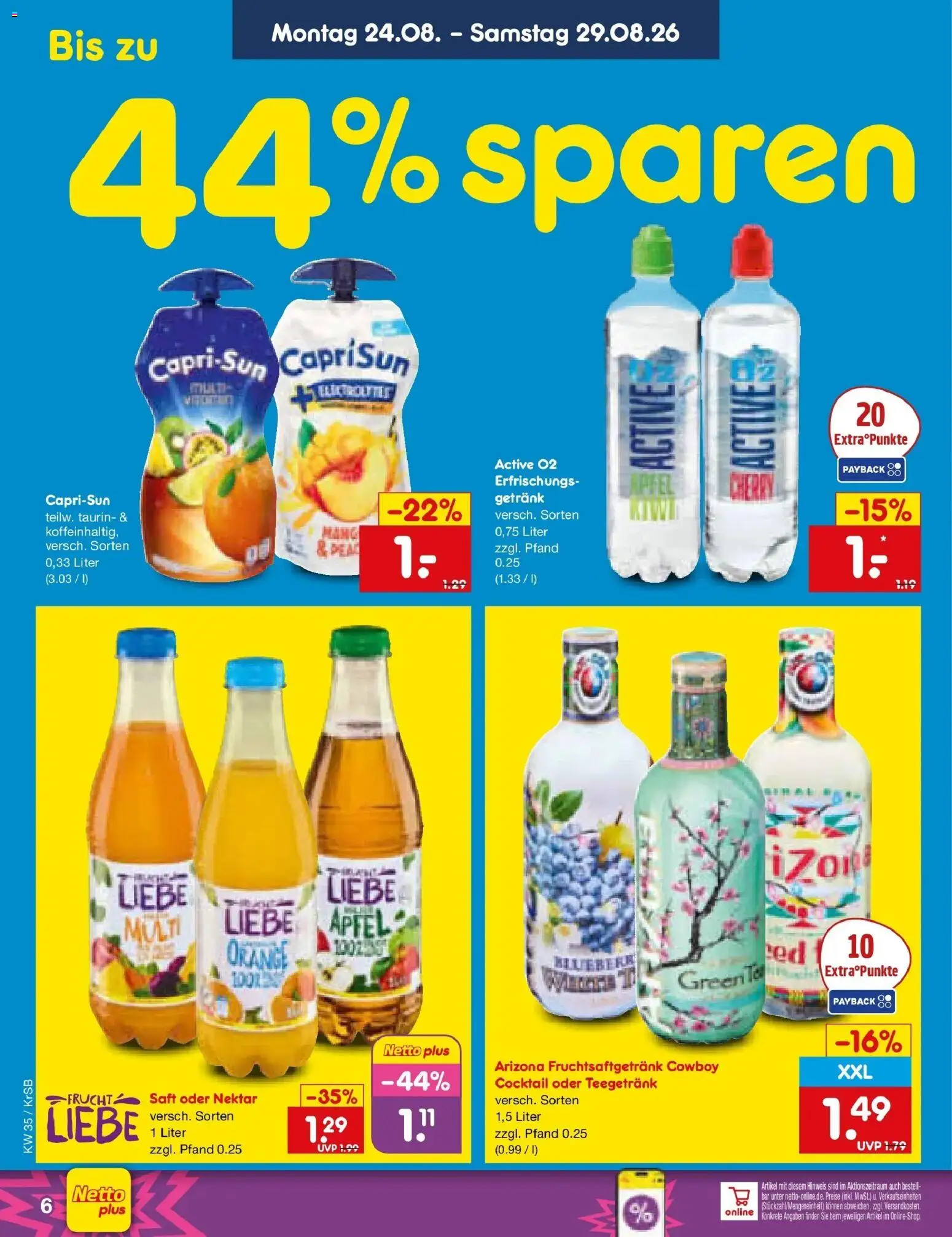 Netto Marken-Discount Prospekt Baesweiler – gültig ab 24.08.2026 | Seite: 6 | Produkte: Äpfel, Saft, Kiwi
