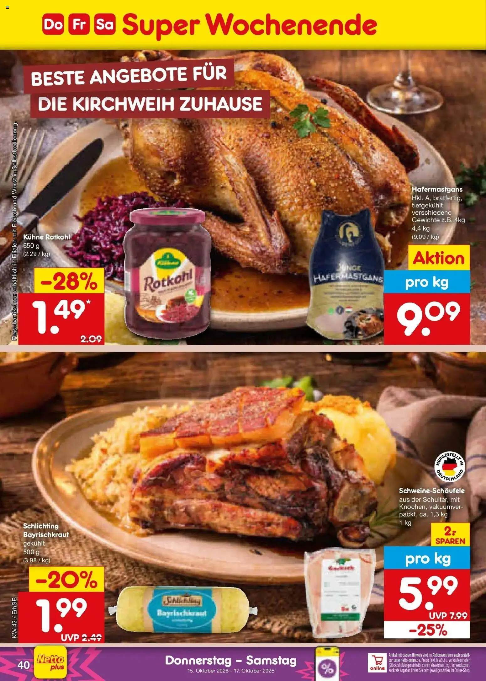 Netto Marken-Discount Prospekt Mauern (ab 12.10.2026) » Angebote | Seite: 56 | Produkte: Rotkohl, Wurst, Fleisch