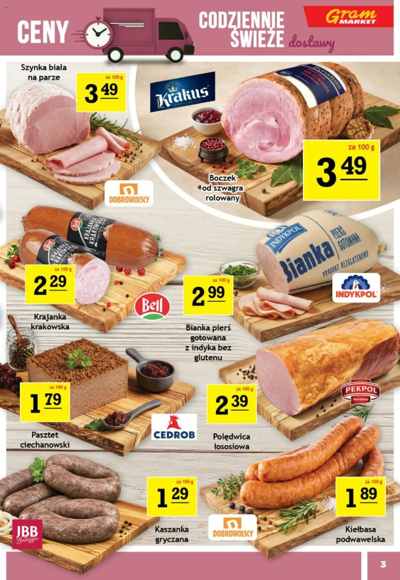 Gram Market gazetka od 17.06.2026 | Strona: 3 | Produkty: Kiełbasa, Bell, Szynka, Boczek