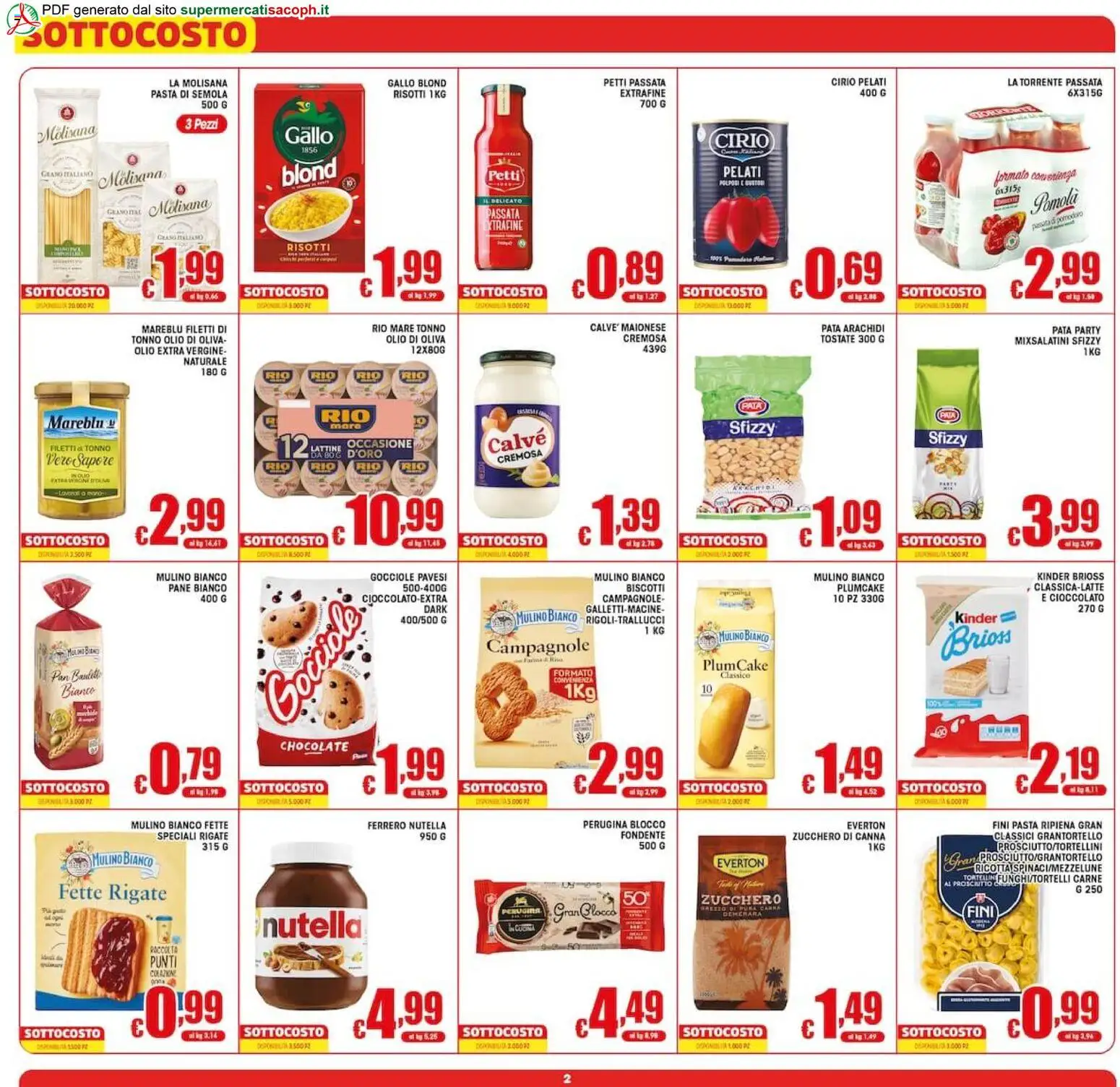 Volantino Sacoph del 02/10/2026 | Pagina: 2 | Prodotti: Zucchero, Olio extra vergine, Plumcake, Arachidi
