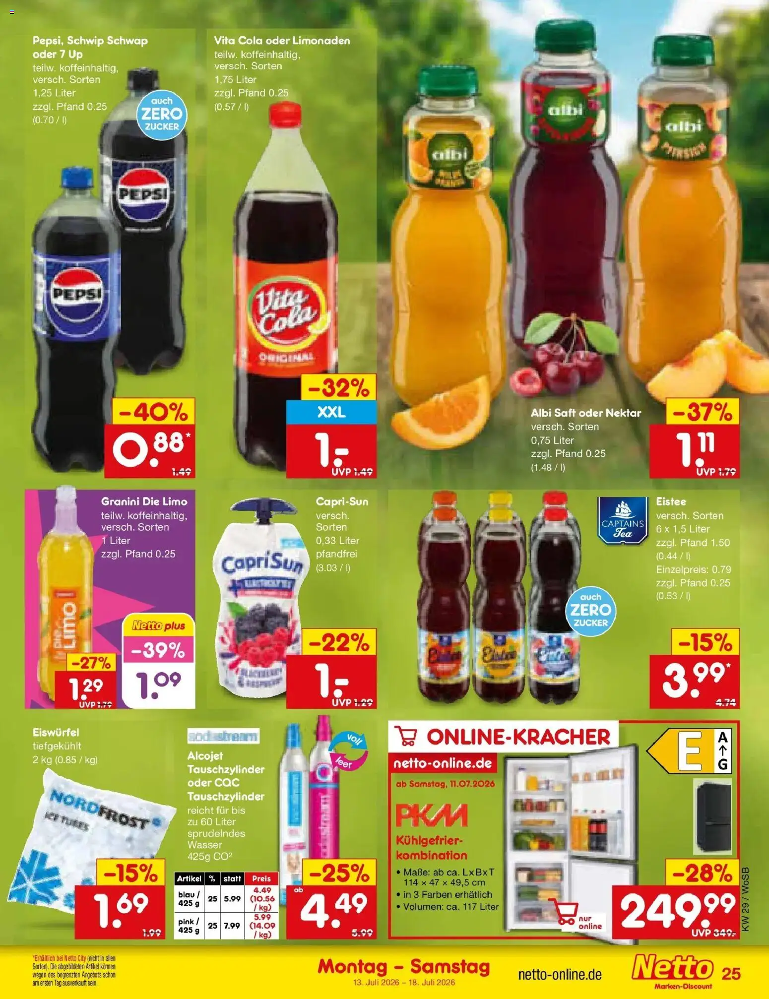 Netto Marken-Discount Prospekt Ludwigshafen-Edigheim – gültig ab 13.07.2026 | Seite: 33 | Produkte: Cola, Wasser, Zucker, Granini die limo