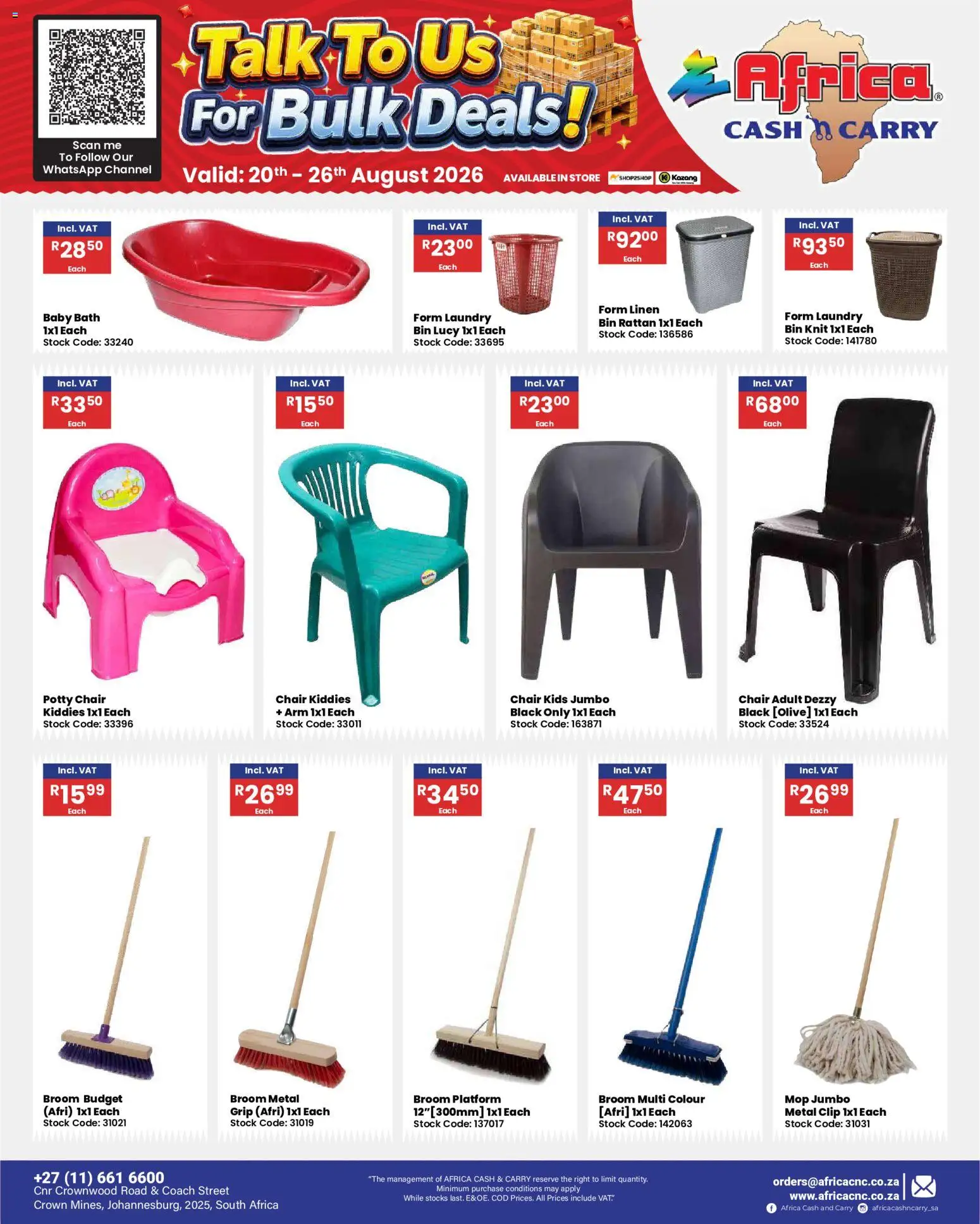 New Africa Cash & Carry catalogue – valid from 20/08/2026 | Page: 58 | Products: Bath, Broom, Mop, Stock