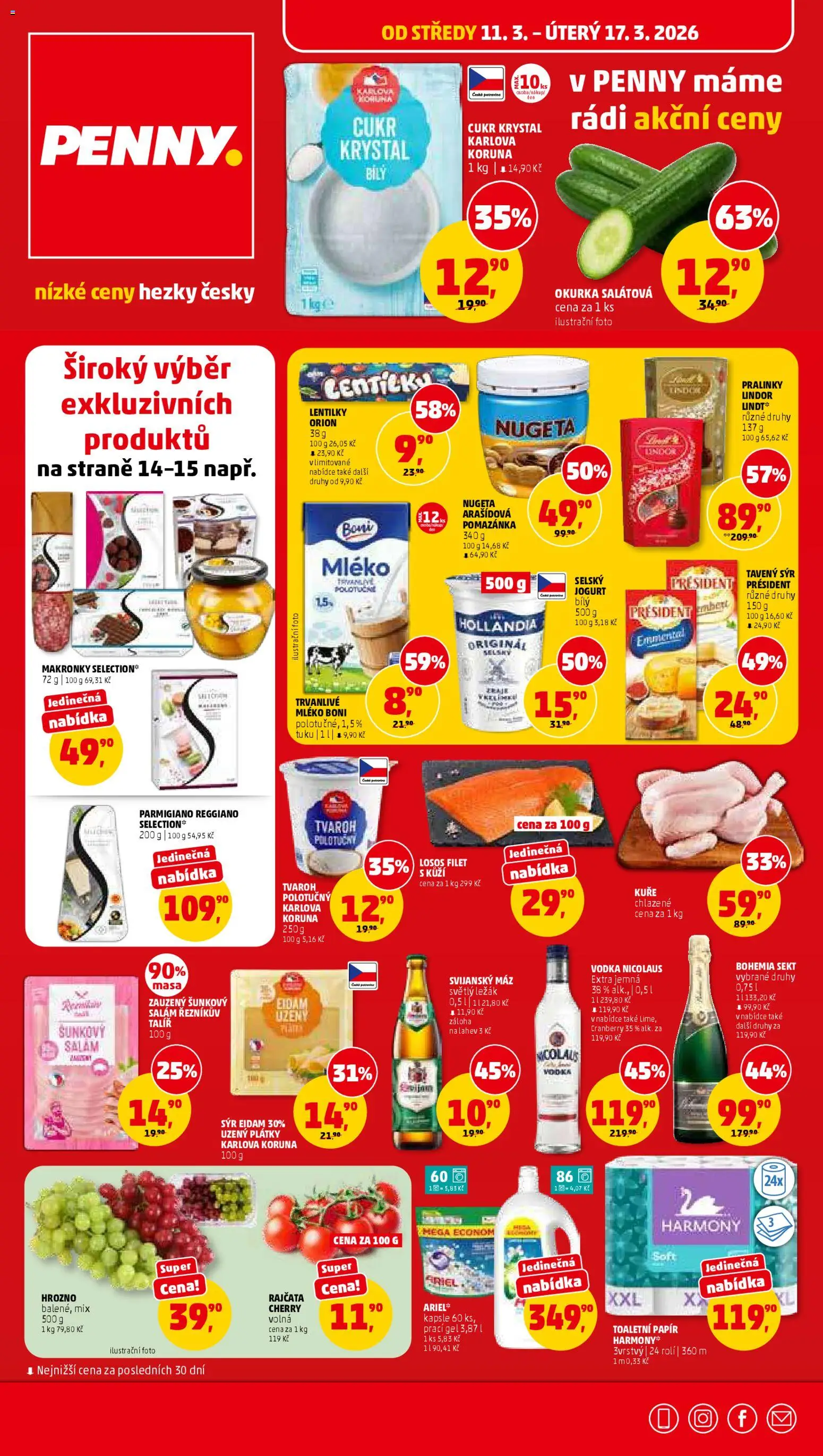 Penny Market leták od 11.03.2026 | Strana: 1 | Produkty: Tavený sýr, Nugeta, Lentilky, Okurka