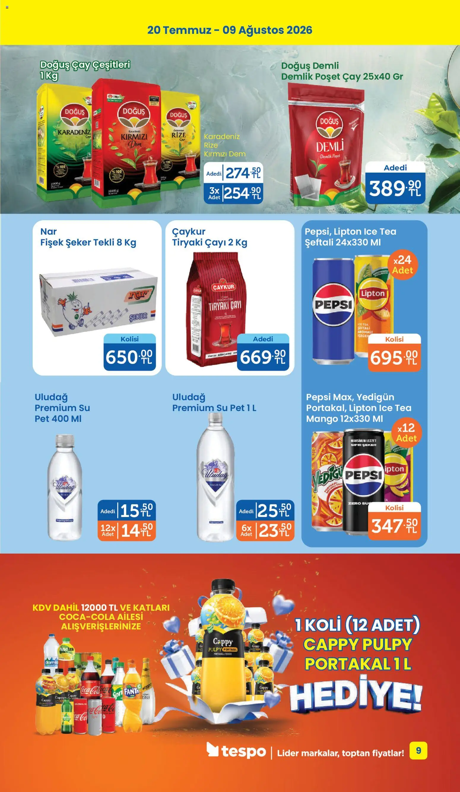 Tespo Katalog - 20 Temmuz 2026 tarihinden itibaren geçerlidir | Sayfa: 9 | Ürünler: Portakal, Şeker, Su, Ice tea