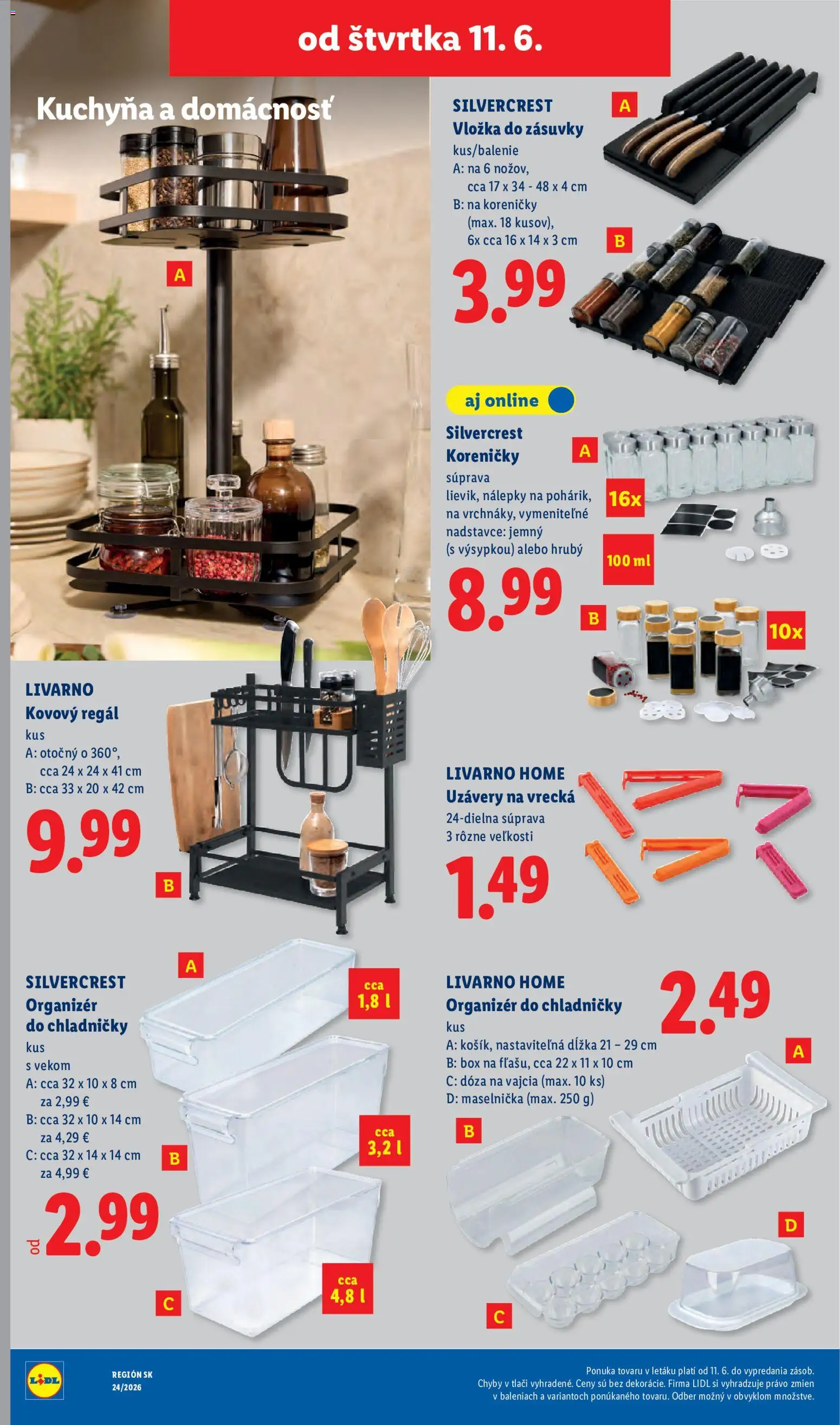 Nové Lidl akcie – leták je platný od 08.06.2026 | Strana: 83 | Produkty: Organizér, Kovový regál, Regál, Kuchyňa