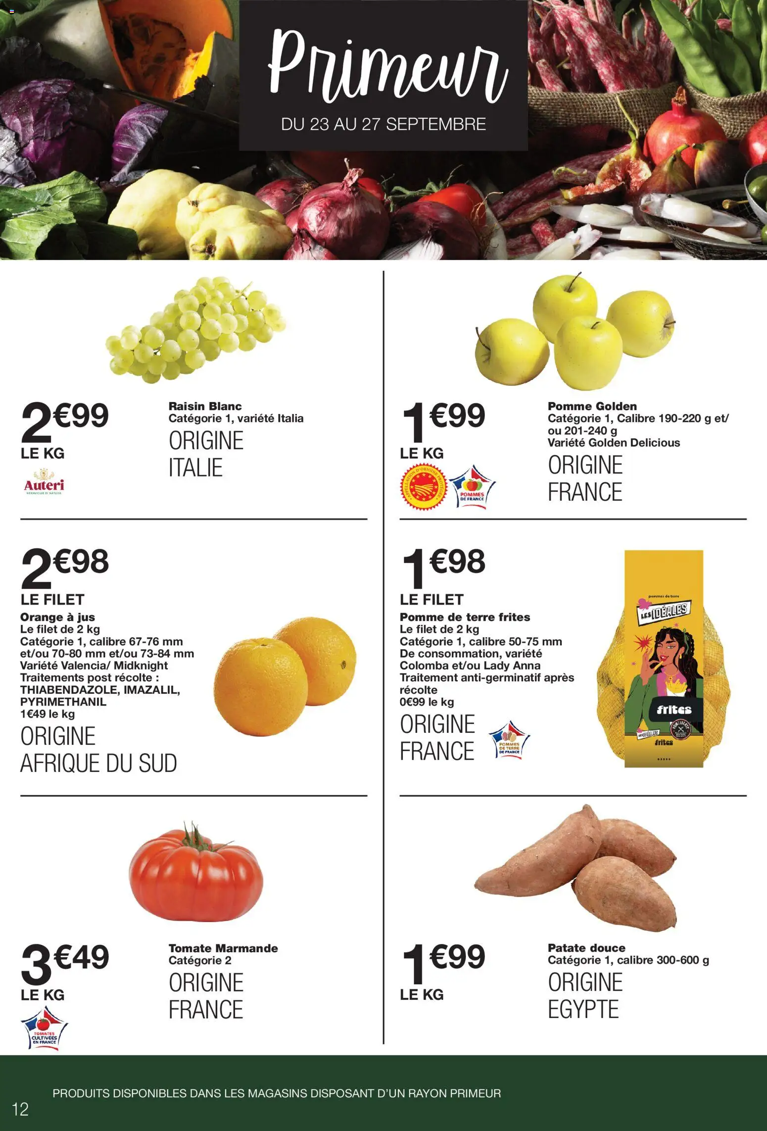{H1} | Page: 12 | Produits: Pomme, Raisin, Frites, Pommes