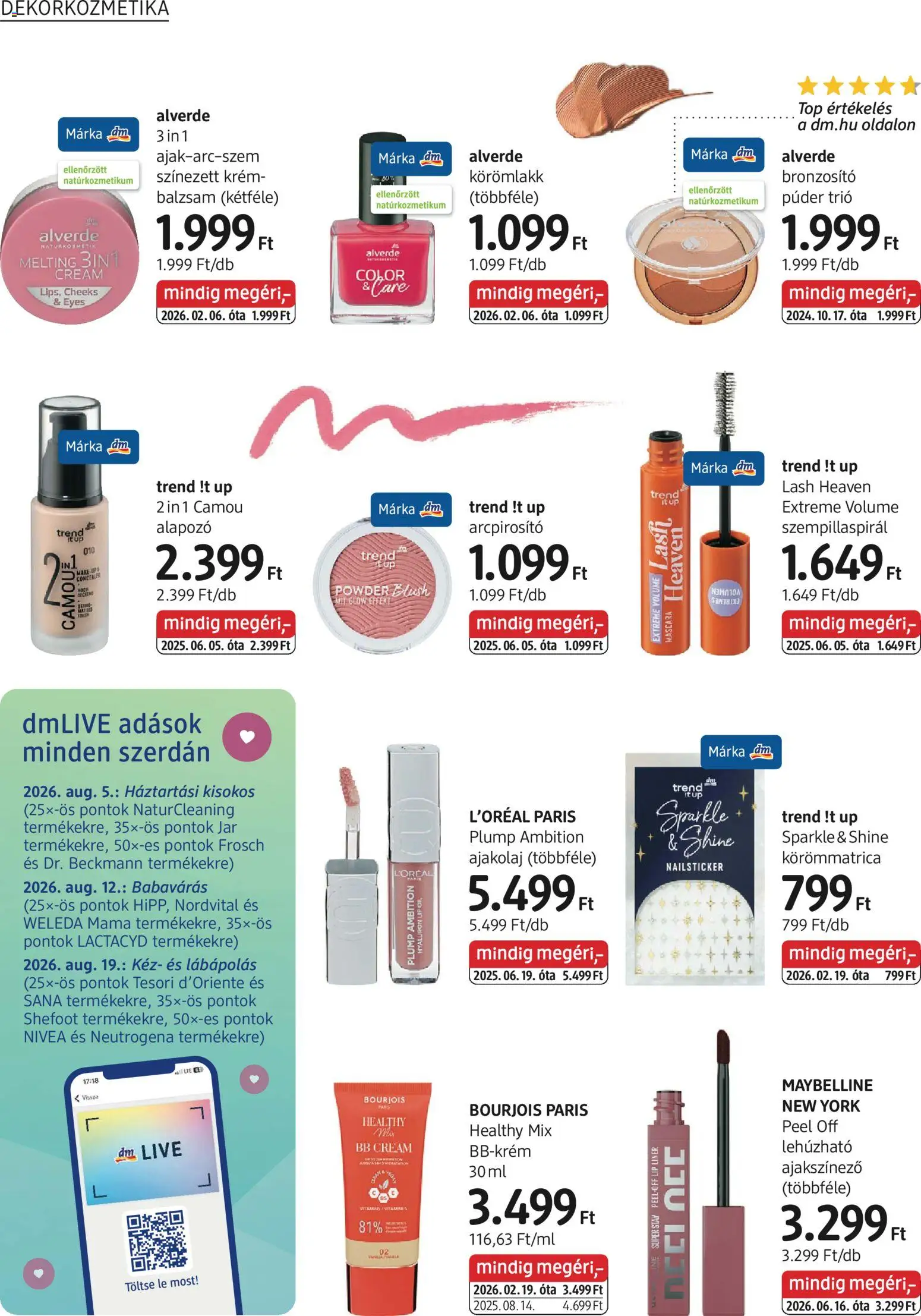 DM Drogerie Markt akciós ujság - amely érvényes a következő dátumtól: 2026.07.30. | Oldal: 8 | Termékek: Szempillaspirál, Jar, Lé, Bourjois