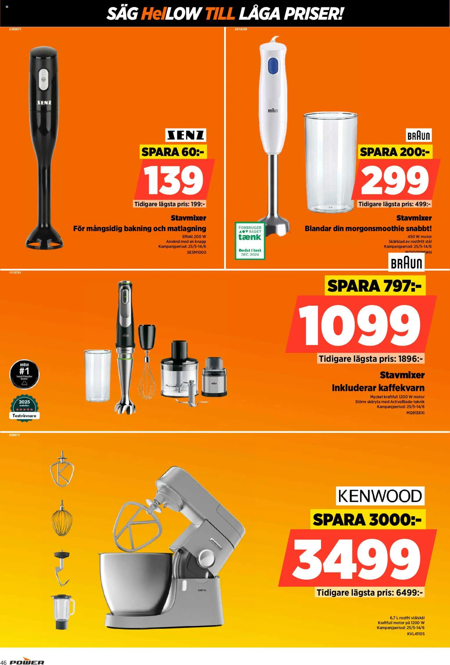 Power reklamblad aktuell från 01.06.2026 | Sida: 46 | Produkter: Såg, Stavmixer, Blender