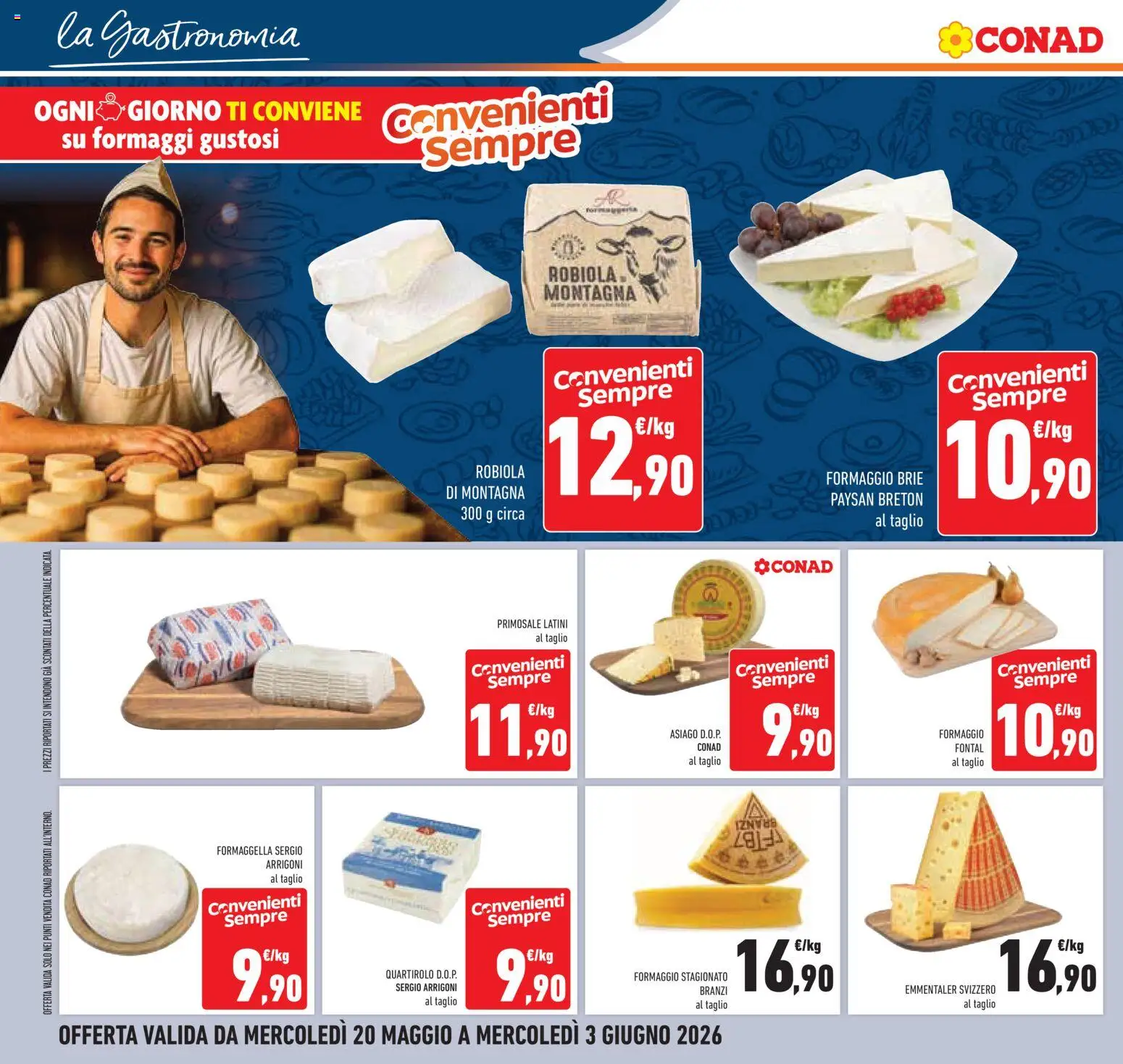 Volantino Conad del 20.05.2026 | Pagina: 12 | Prodotti: Formaggio, Robiola, Emmental
