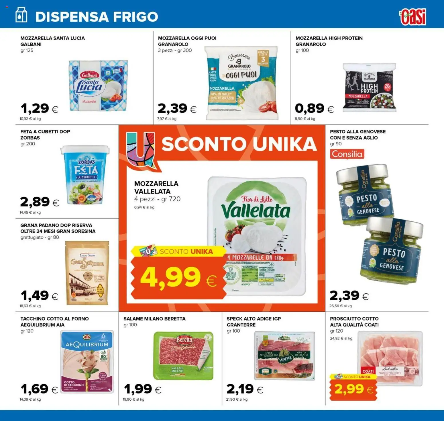 Volantino Oasi del 16/07/2026 | Pagina: 11 | Prodotti: Speck, Latte, Grana Padano, Feta