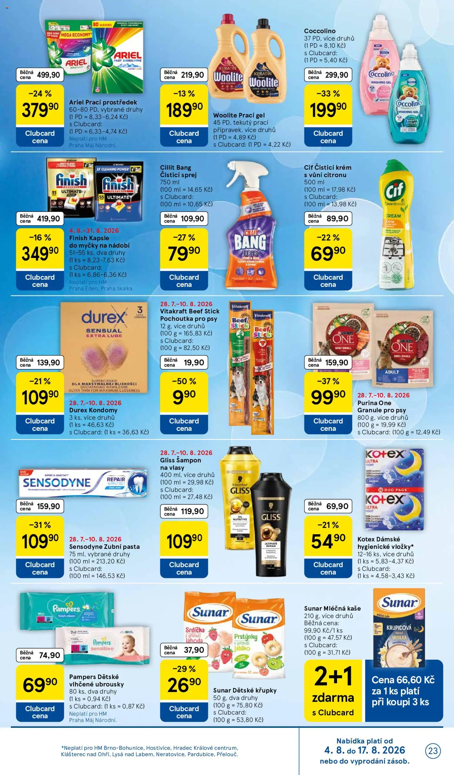 Tesco leták - Hypermarket od 05.08.2026 | Strana: 23 | Produkty: Granule, Ubrousky, Cif, Kapsle do myčky