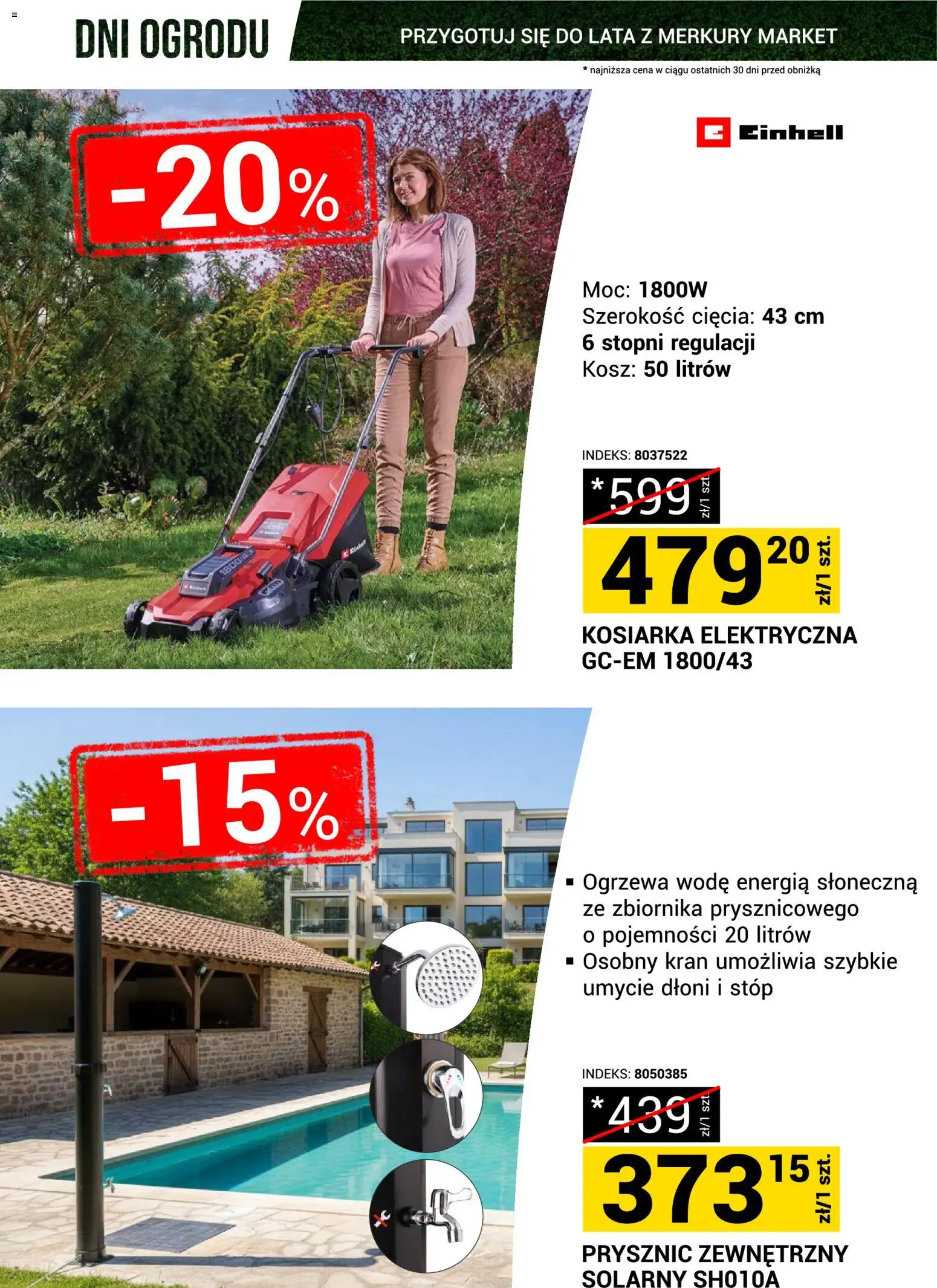 Merkury Market gazetka - Przygotuj się do lata od 23.05.2026 | Strona: 20 | Produkty: Kosiarka, Prysznic, Kosz