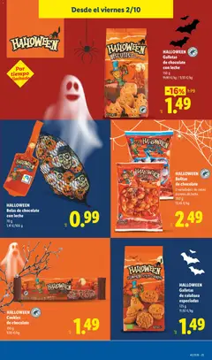 Vista previa HALLOWEEN Galletas de chocolate con leche, HALLOWEEN Biscuits with milk chocolate válido desde el 02/10/2026 | Página: 7 | Productos: Chocolate con leche, Bolitas de chocolate, Galletas de chocolate, Cacao