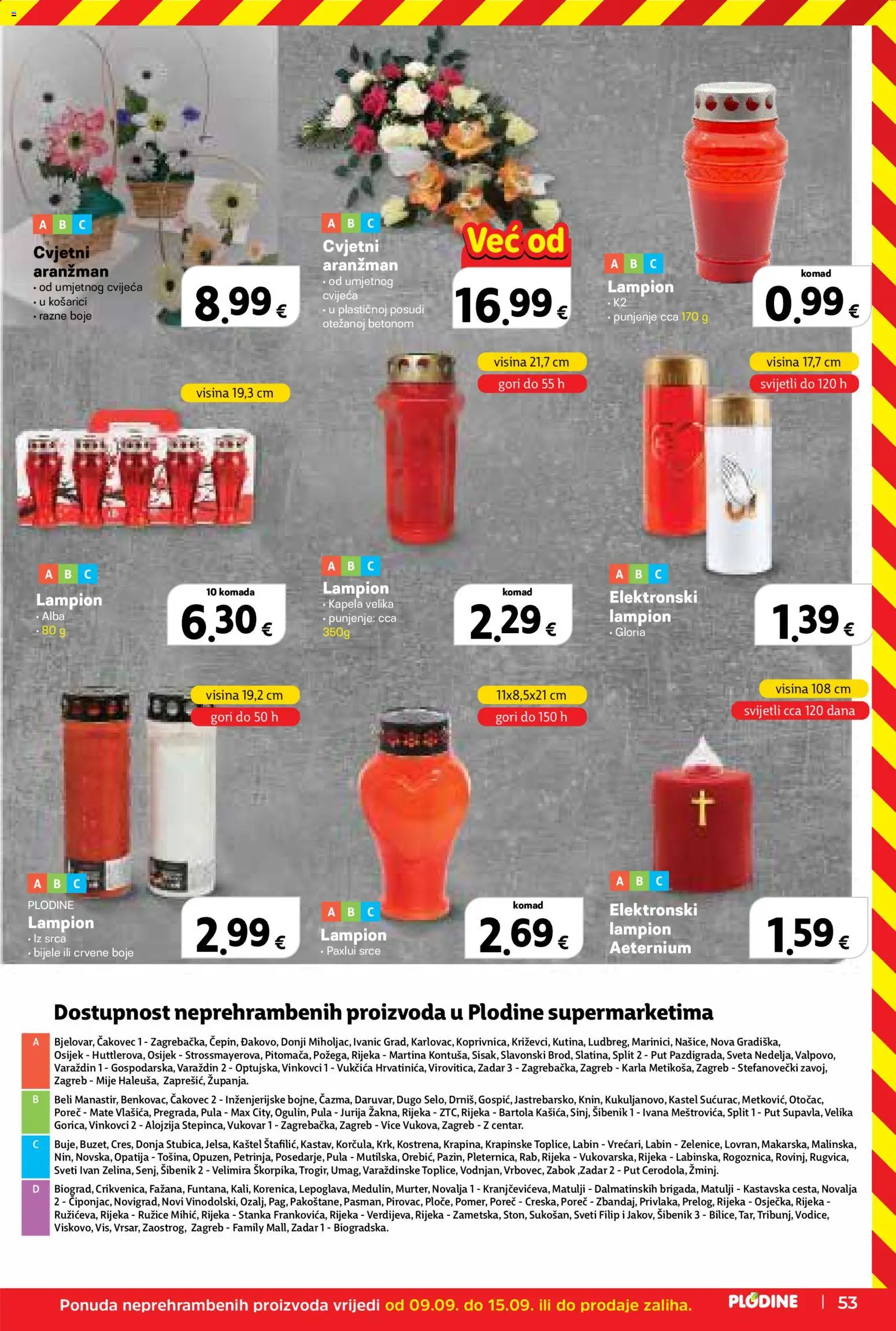 Plodine katalog | vrijedi od 09.09.2026 | Stranica: 53 | Proizvodi: Cvjetni aranzman, Lampion