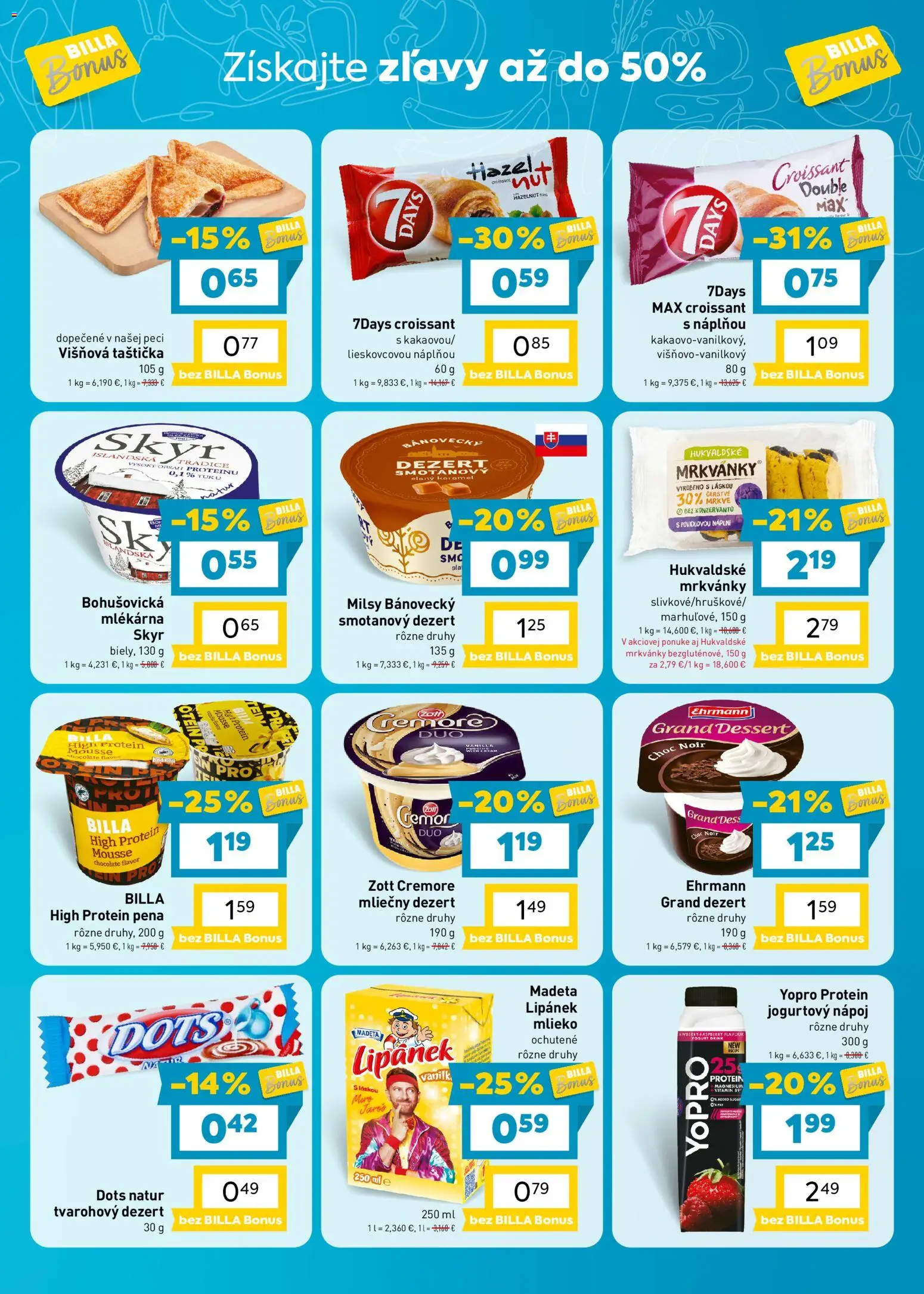 Nové Billa akcie – leták je platný od 07.10.2026 | Strana: 3 | Produkty: Mlieko, Protein, Dezert, Pena