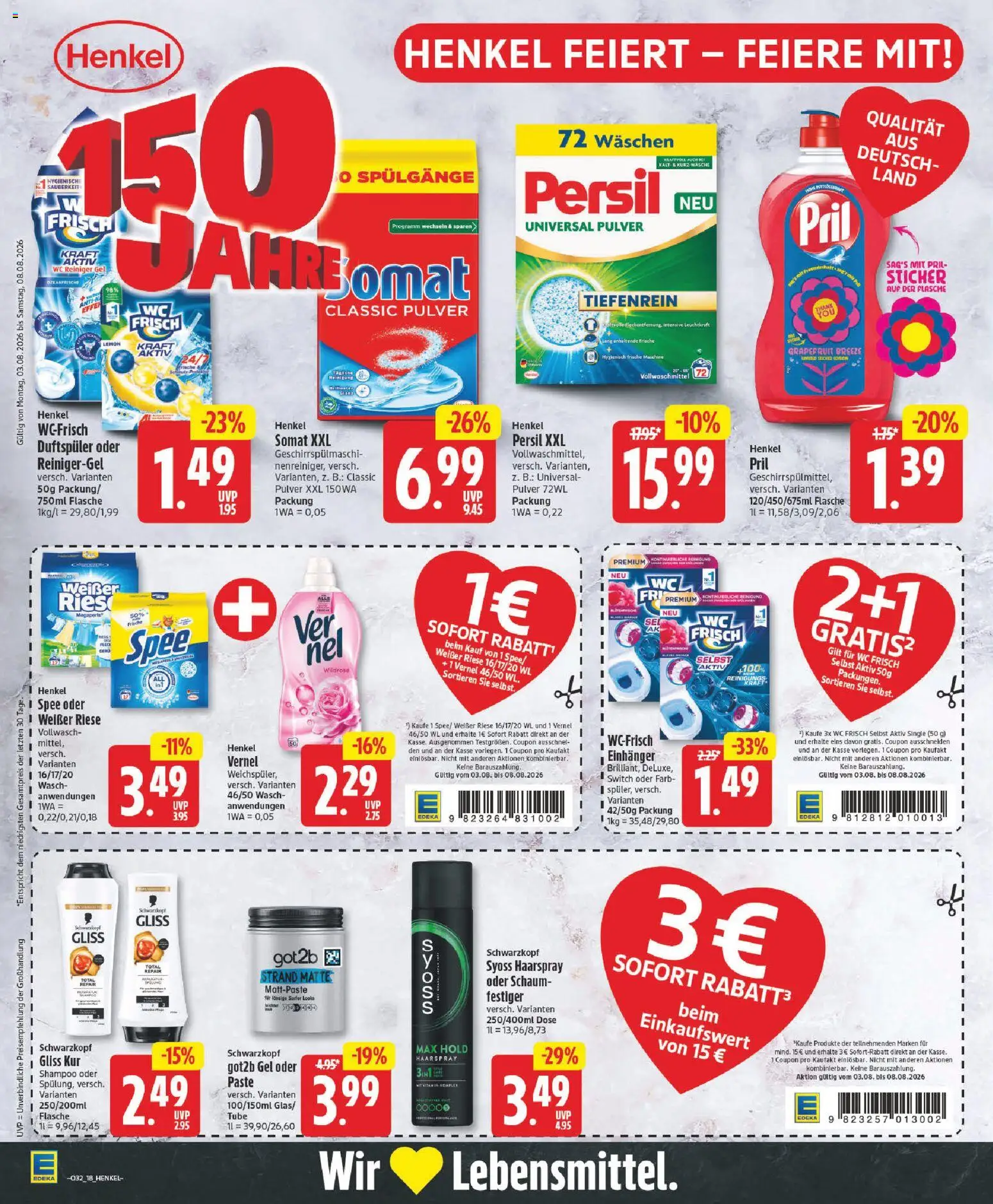 Edeka Prospekt – gültig ab 03.08.2026 | Seite: 18 | Produkte: Shampoo, Grapefruit, Spee, Persil