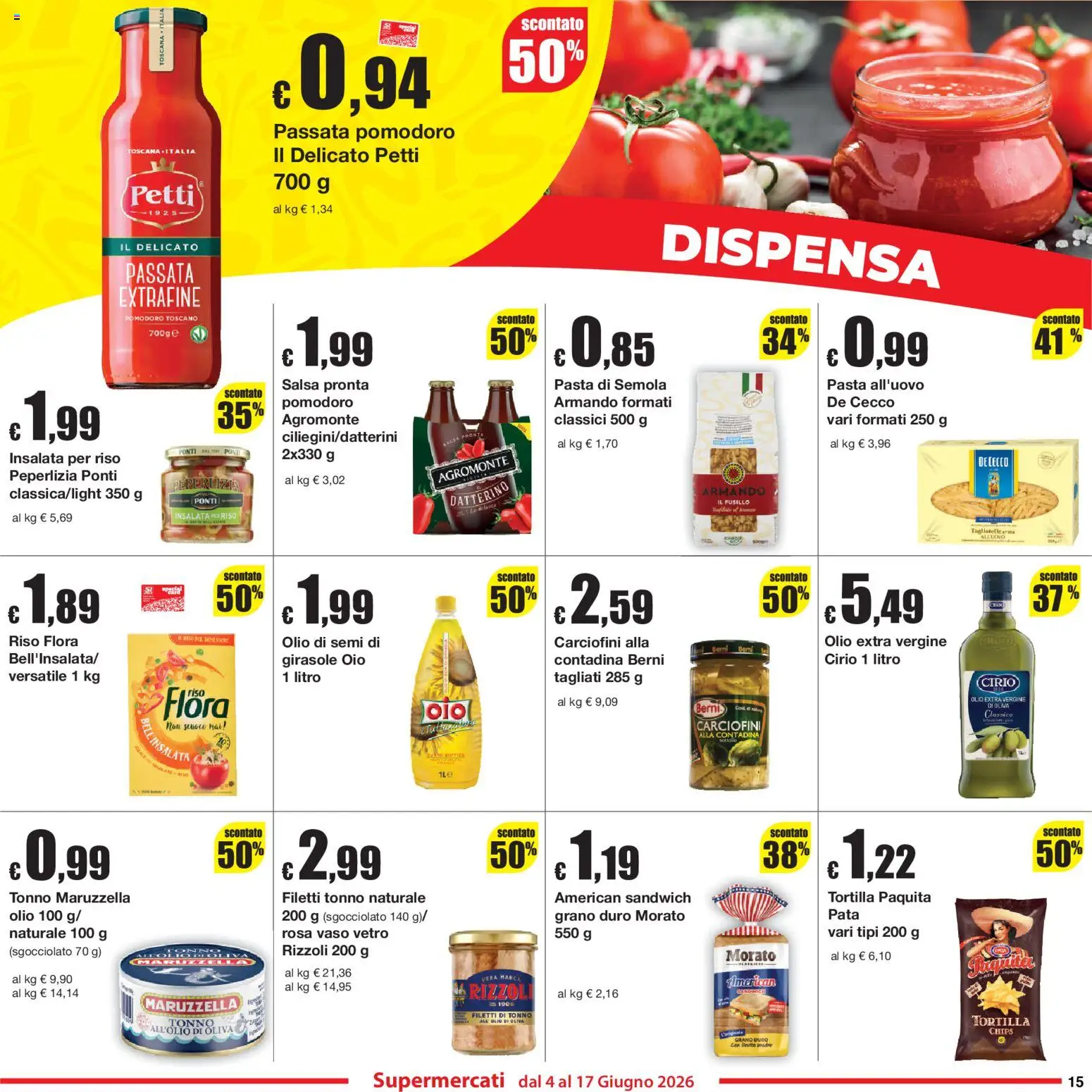 Volantino Sì con Te del 04.06.2026 | Pagina: 15 | Prodotti: Salsa, Pomodoro, Pasta, Vaso