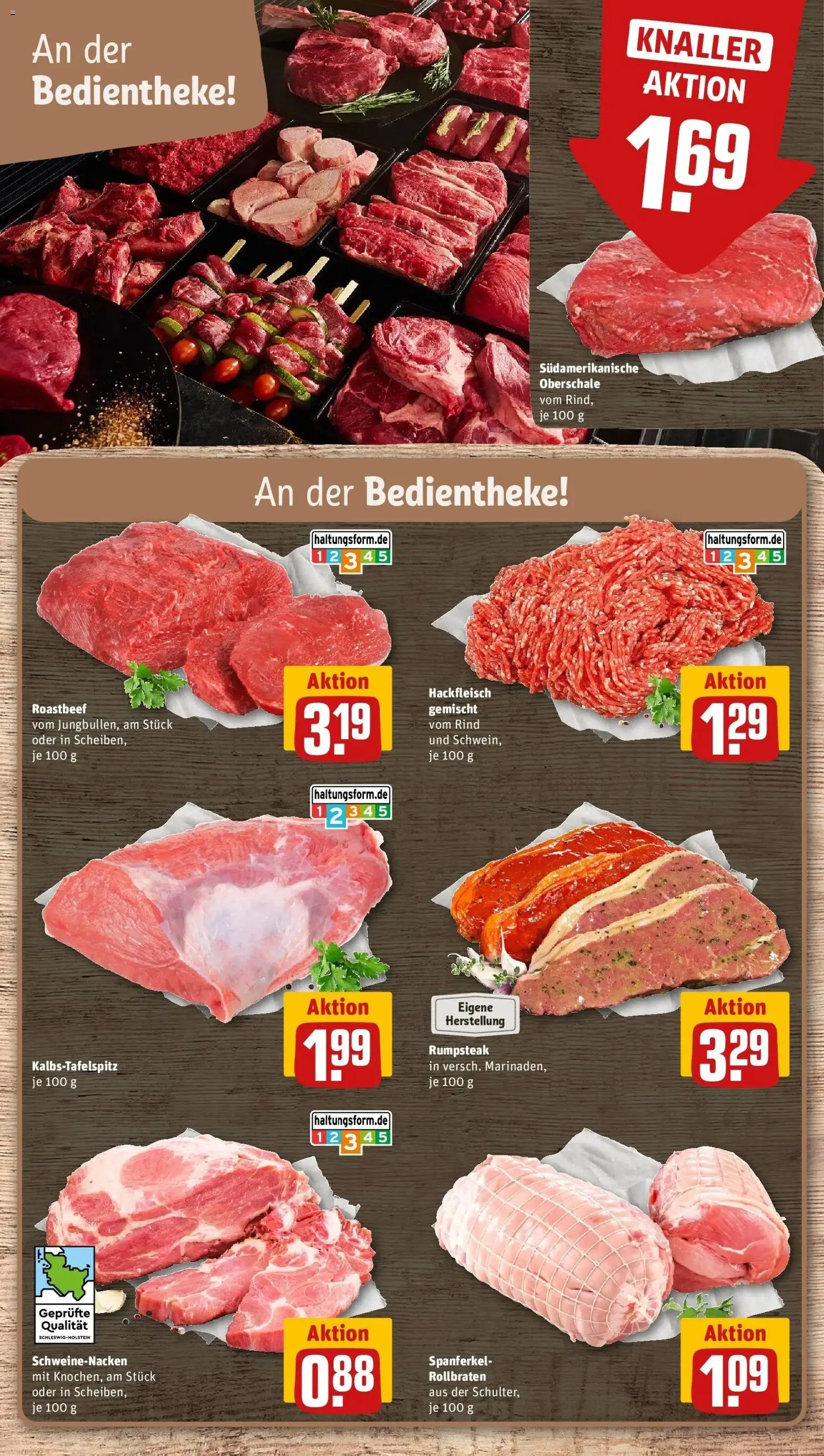 REWE Prospekt ab 07.09.2026 zum Blättern » Angebote | Seite: 8 | Produkte: Rumpsteak, Schweinenacken, Roastbeef, Hackfleisch